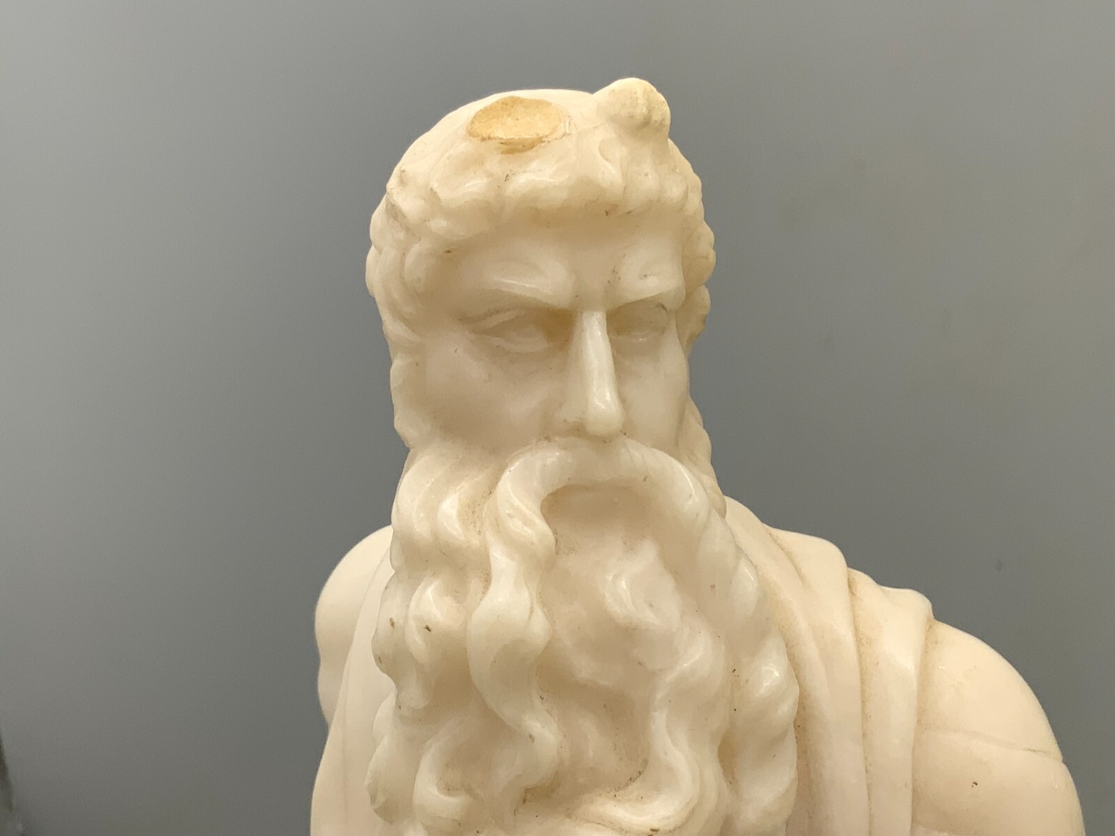 ANTIKE ALABASTER SKULPTUR 19 TES JHDT DER GEHÖRNTE MOSES NACH MICHELANGELO 30cm – Bild 7