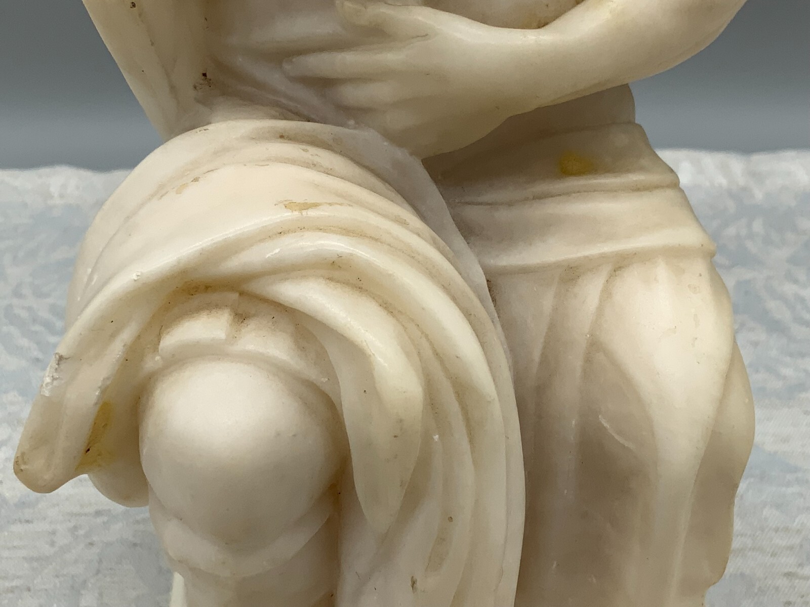 ANTIKE ALABASTER SKULPTUR 19 TES JHDT DER GEHÖRNTE MOSES NACH MICHELANGELO 30cm – Bild 10