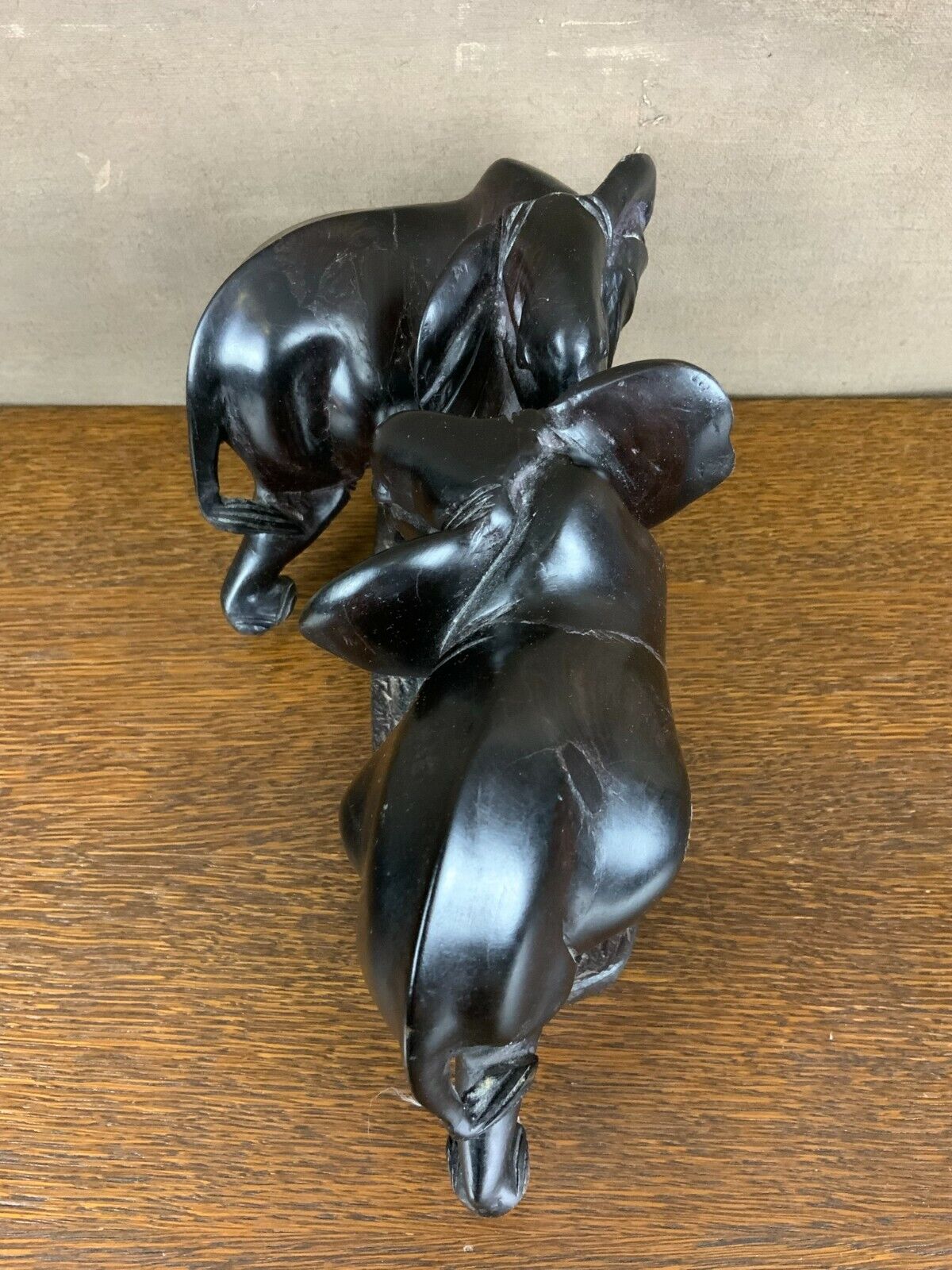 AFRIKA SKULPTUR ELEFANTEN AUS EBENHOLZ SEHR SCHÖNER ZUSTAND – Bild 4