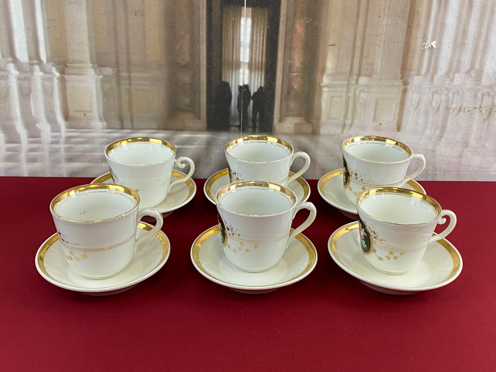 ANTIKES KAFFEE SERVICE AUS PORZELLAN HANDBEMALT – Bild 3