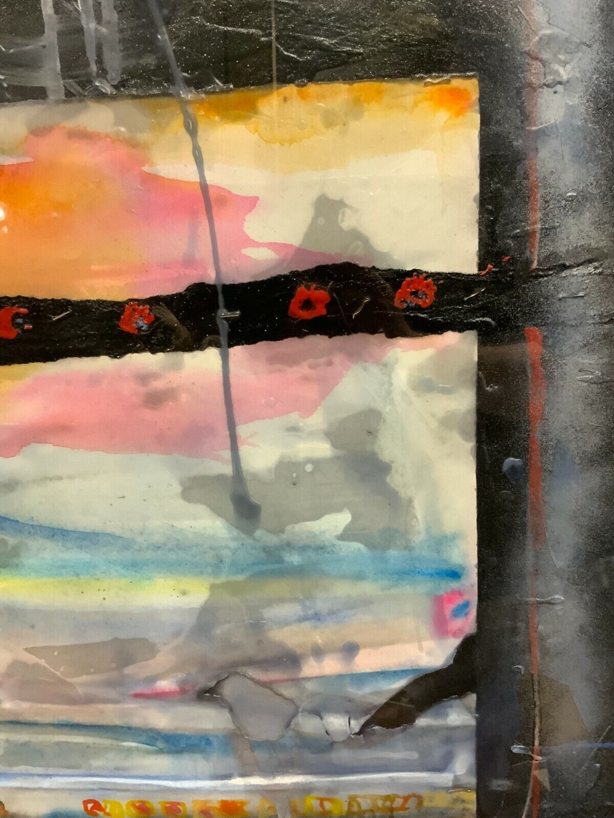 GEORG STERNBACHER GEMÄLDE MIXED MEDIA NEW YORK II GROSSE COLLAGE SIGNIERT – Bild 8