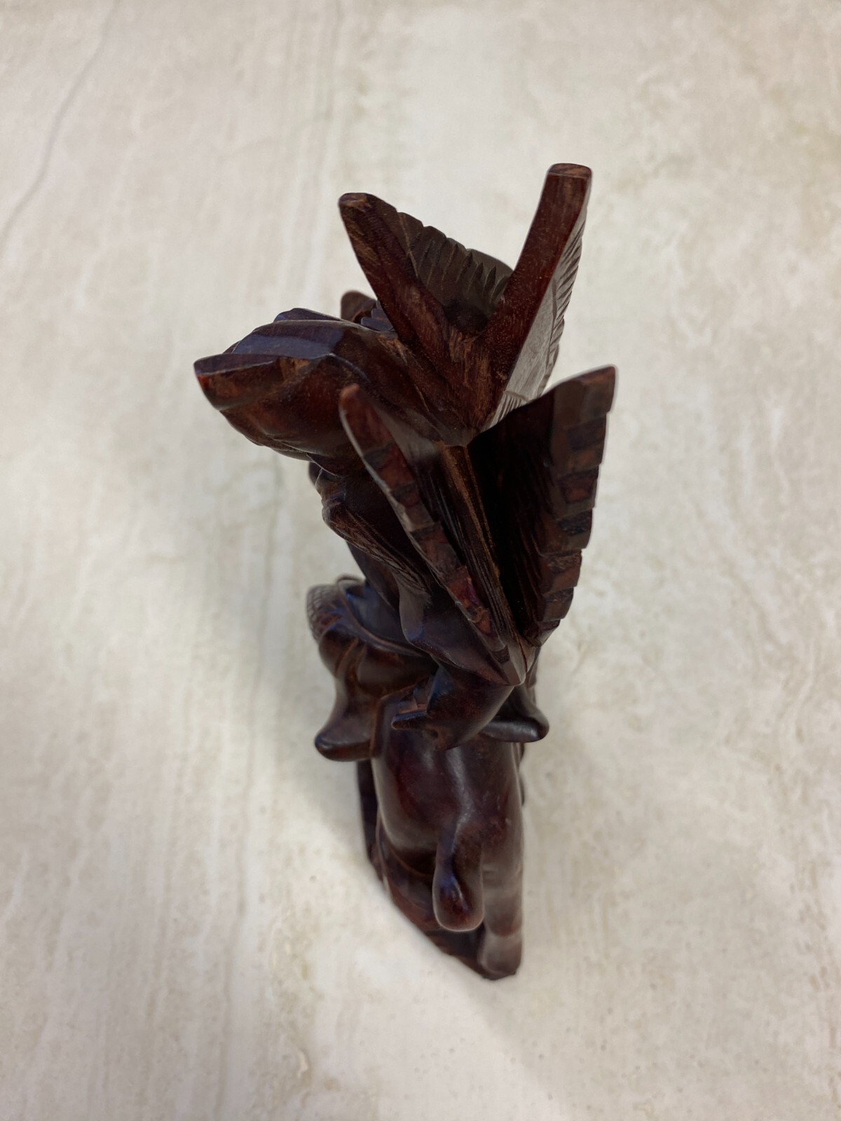 CHINA SKULPTUR AUS HOLZ MANN AUF PFERD 21cm HOCH – Bild 8