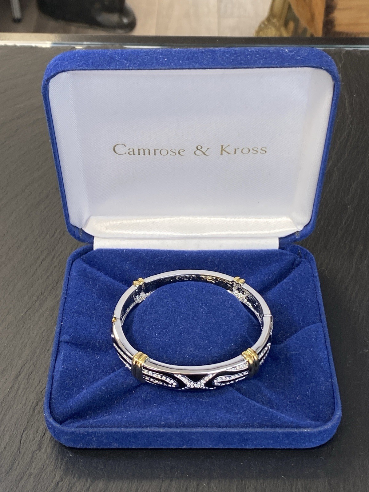 AUßERGEWÖHNLICHER ARMREIF CAMROSE & KROSS GLAS JBK EMAILLE KENNEDY NACHAHMUNG – Bild 13