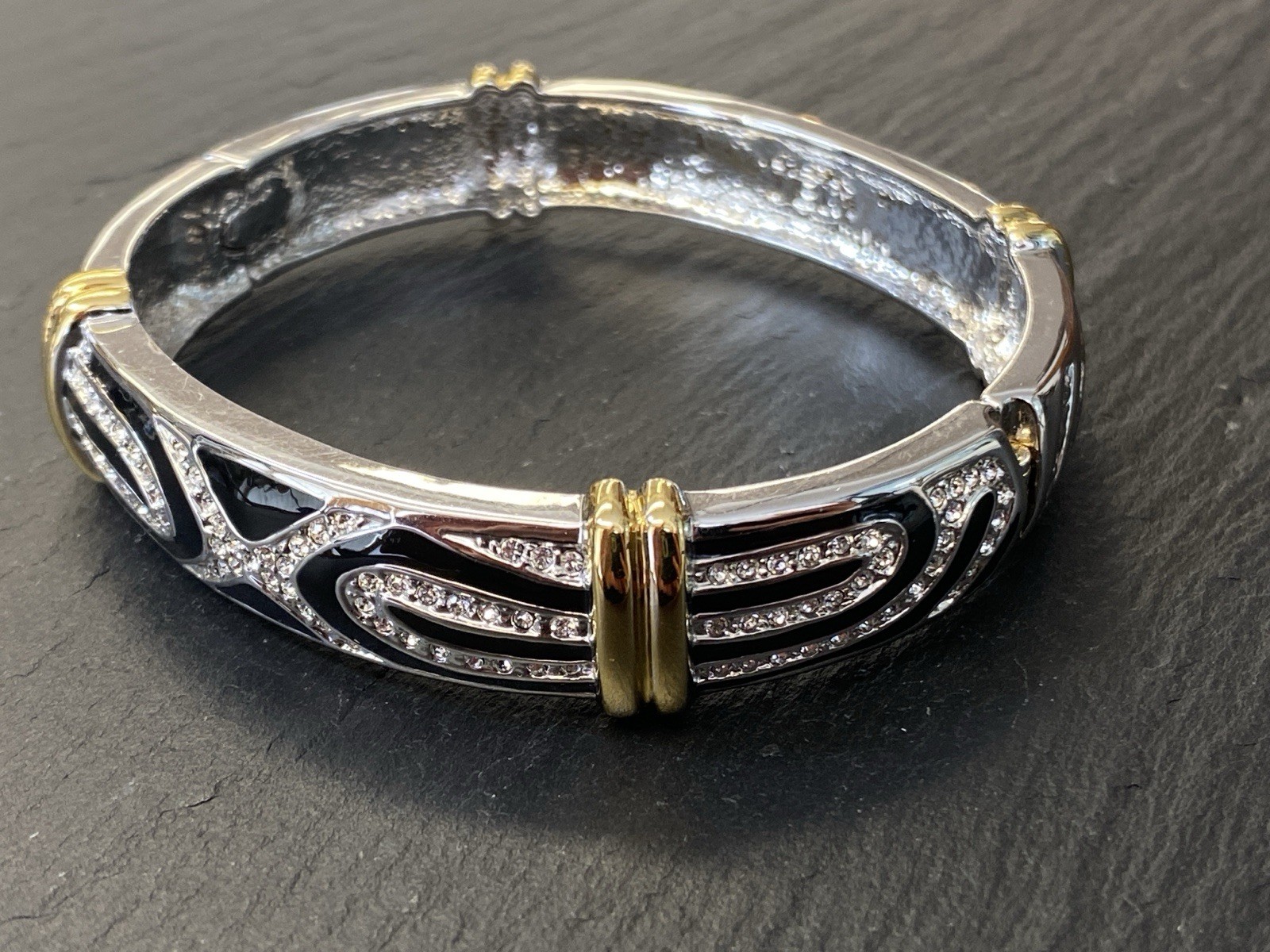 AUßERGEWÖHNLICHER ARMREIF CAMROSE & KROSS GLAS JBK EMAILLE KENNEDY NACHAHMUNG – Bild 3