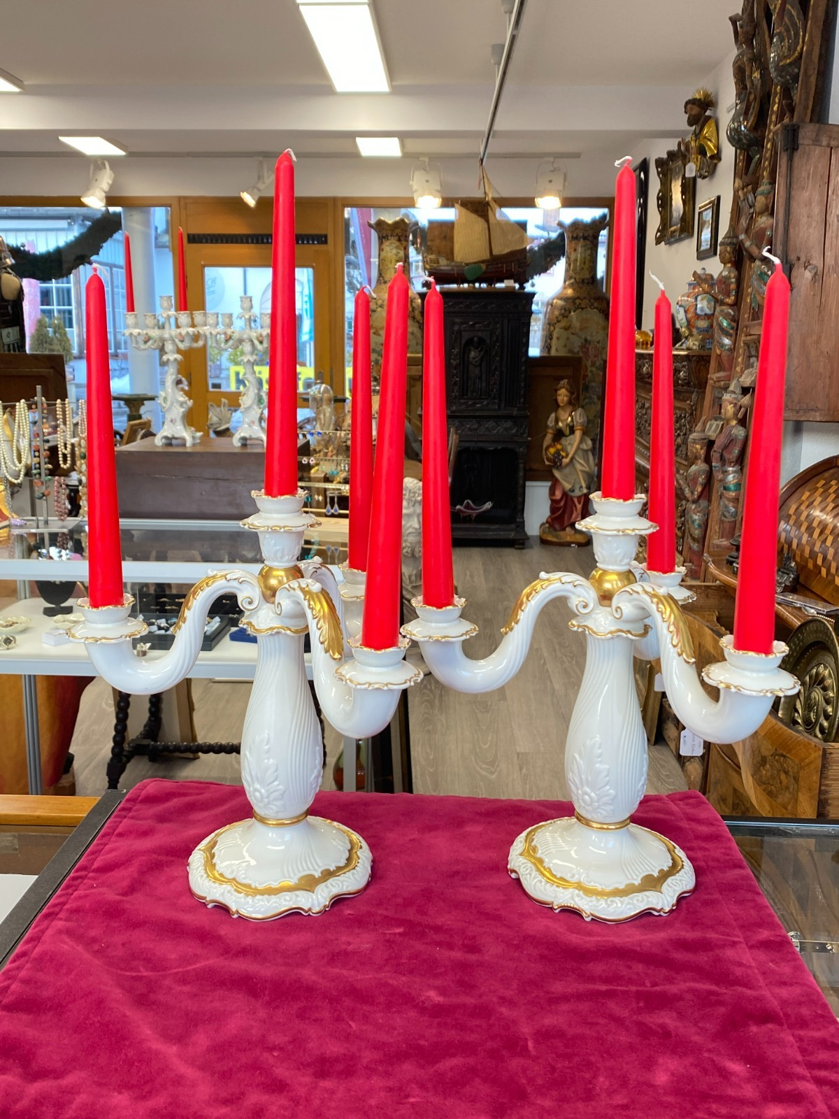 ROSENTHAL PORZELLAN PRUNK KERZENLEUCHTER MIT VERGOLDUNG