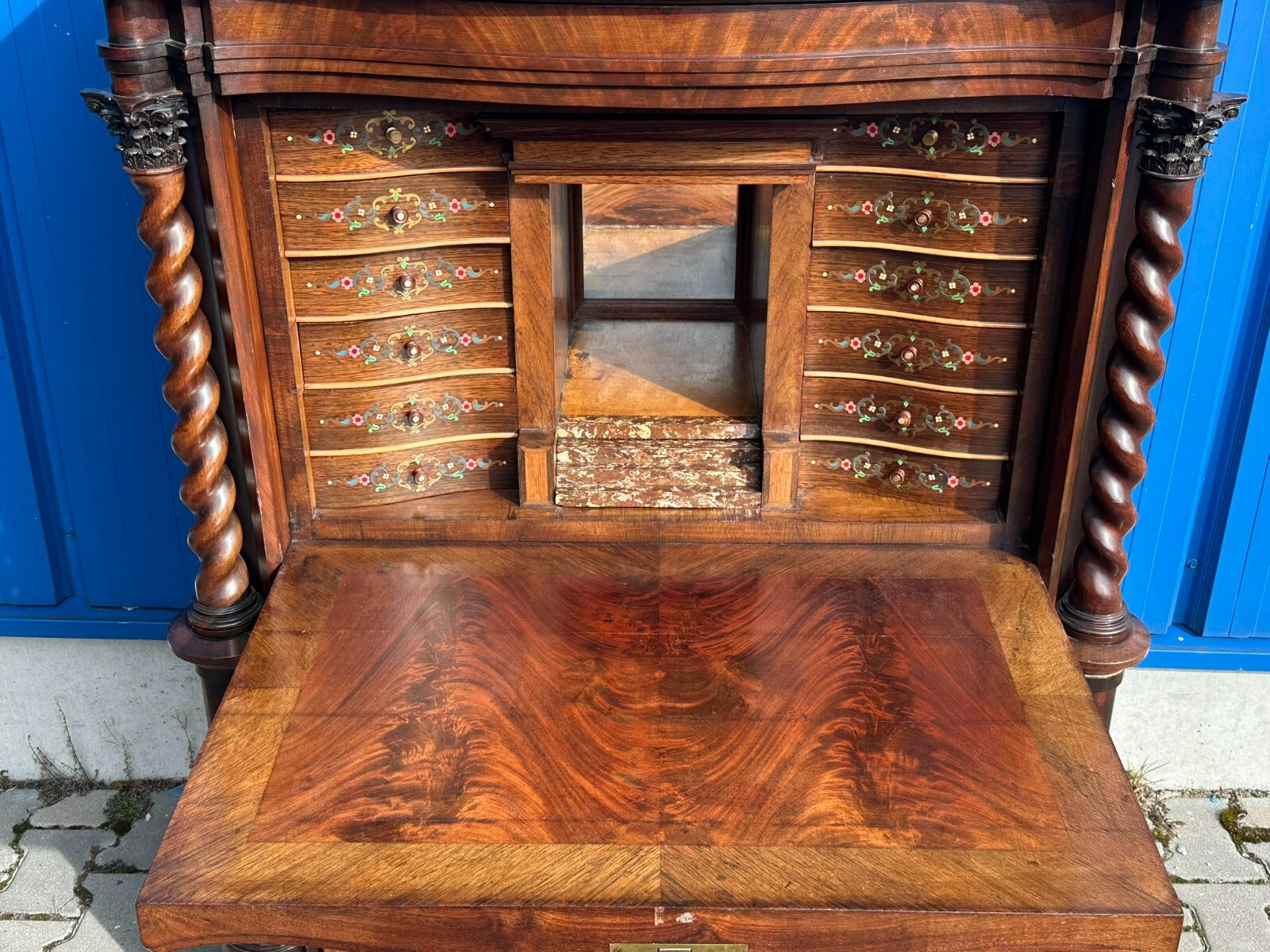 AUSSERGEWÖHNLICHER BIEDERMEIER SEKRETÄR UM 1850 MAHAGONI BIEDERMEIERSEKRETÄR – Bild 14