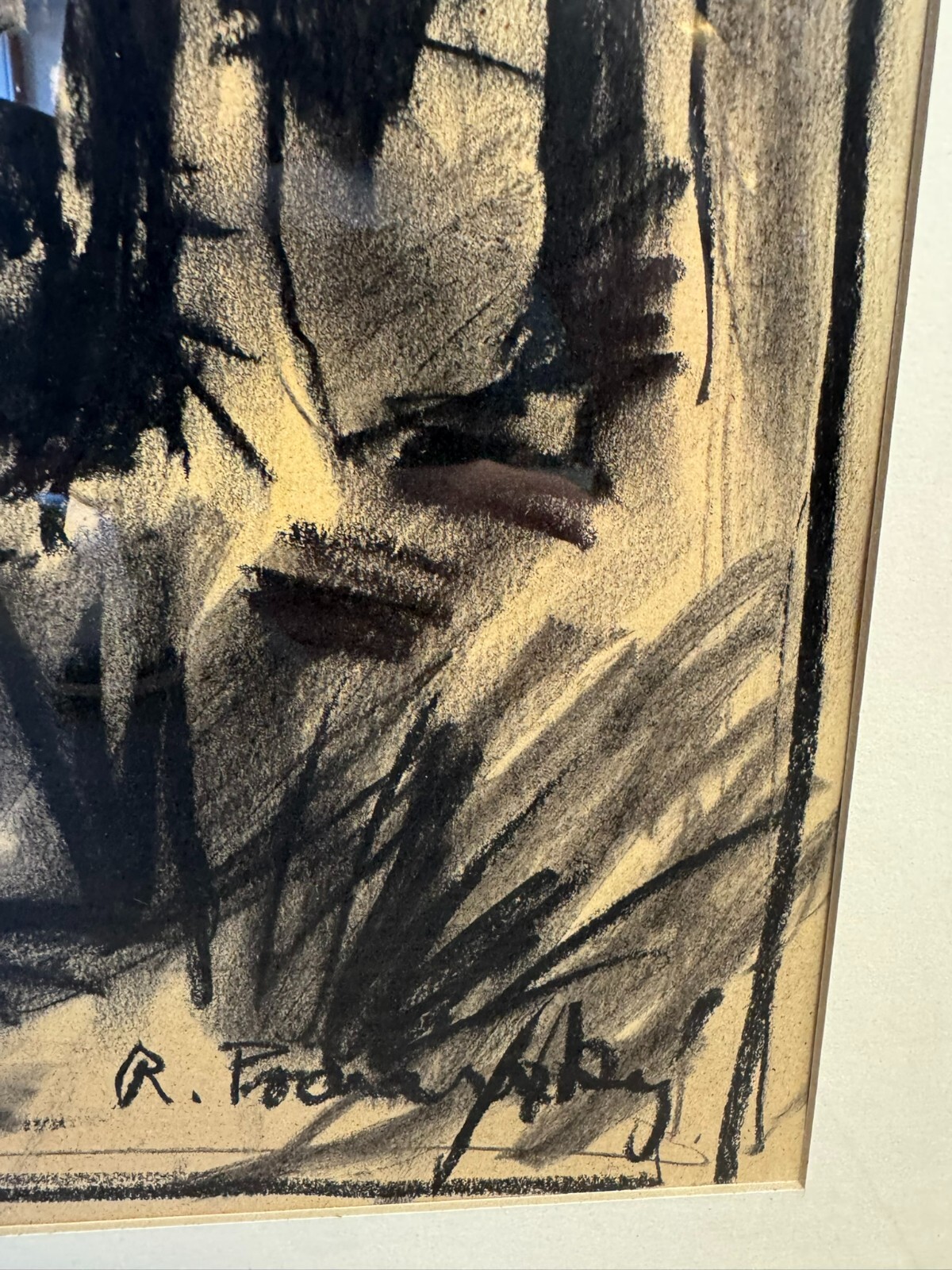 ROMAN PODRAZSKY KOHLESTIFT ZEICHNUNG BÖHMERWALD III GERAHMT – Bild 12