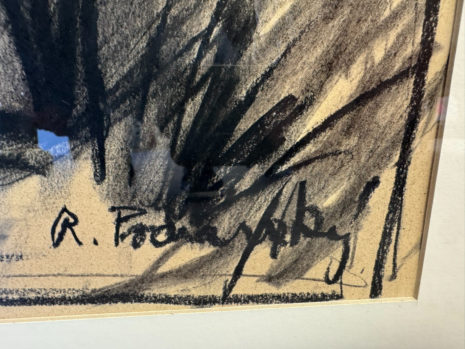 ROMAN PODRAZSKY KOHLESTIFT ZEICHNUNG BÖHMERWALD III GERAHMT – Bild 13