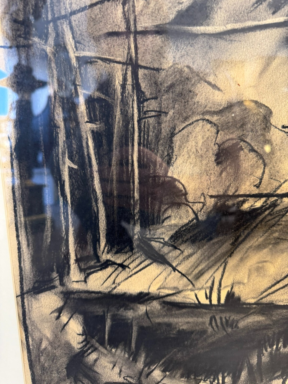 ROMAN PODRAZSKY KOHLESTIFT ZEICHNUNG BÖHMERWALD III GERAHMT – Bild 5