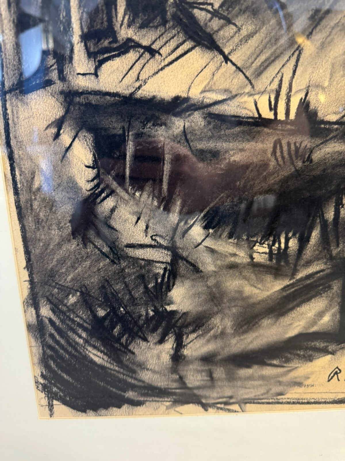 ROMAN PODRAZSKY KOHLESTIFT ZEICHNUNG BÖHMERWALD III GERAHMT – Bild 6