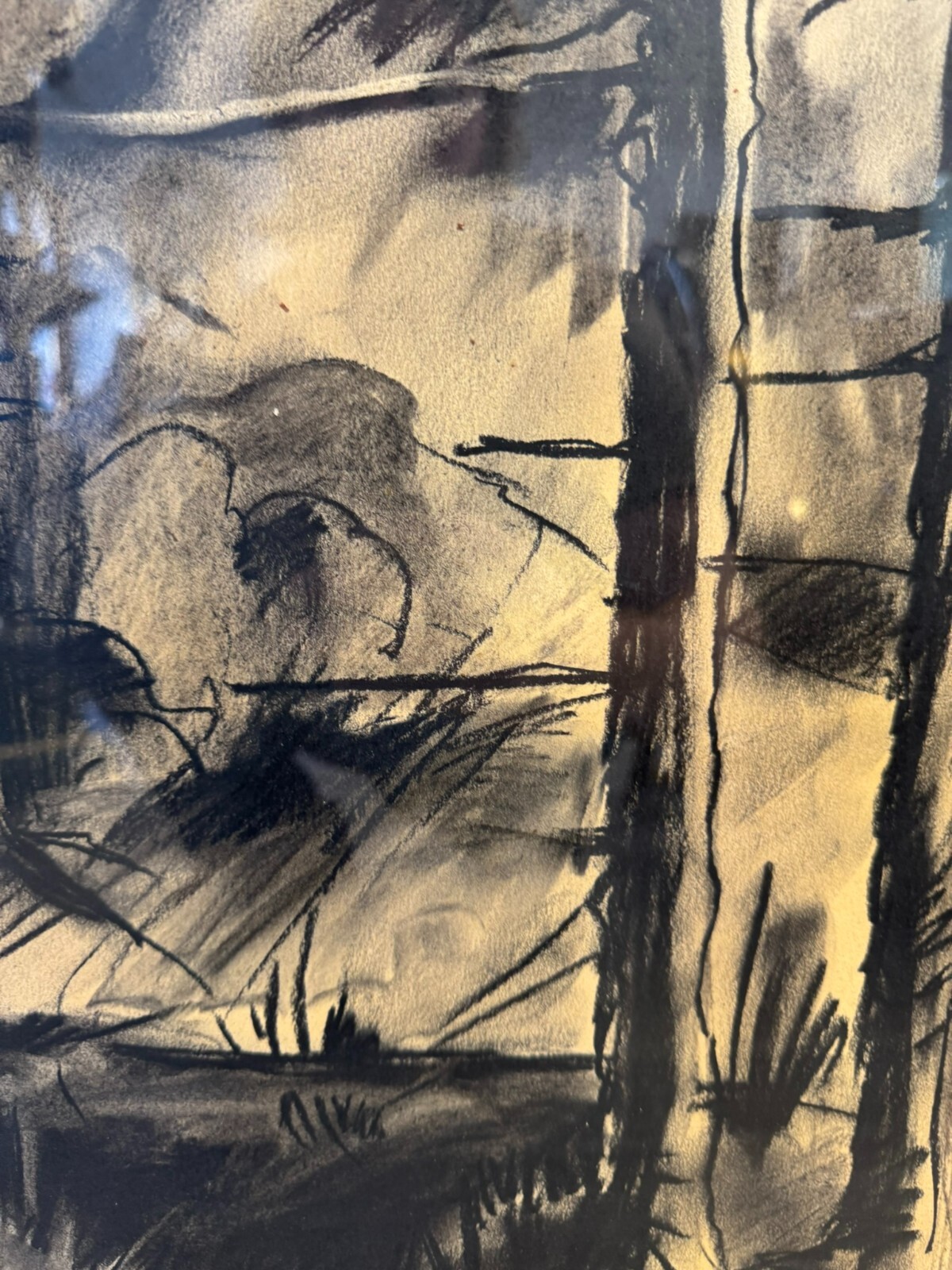 ROMAN PODRAZSKY KOHLESTIFT ZEICHNUNG BÖHMERWALD III GERAHMT – Bild 8