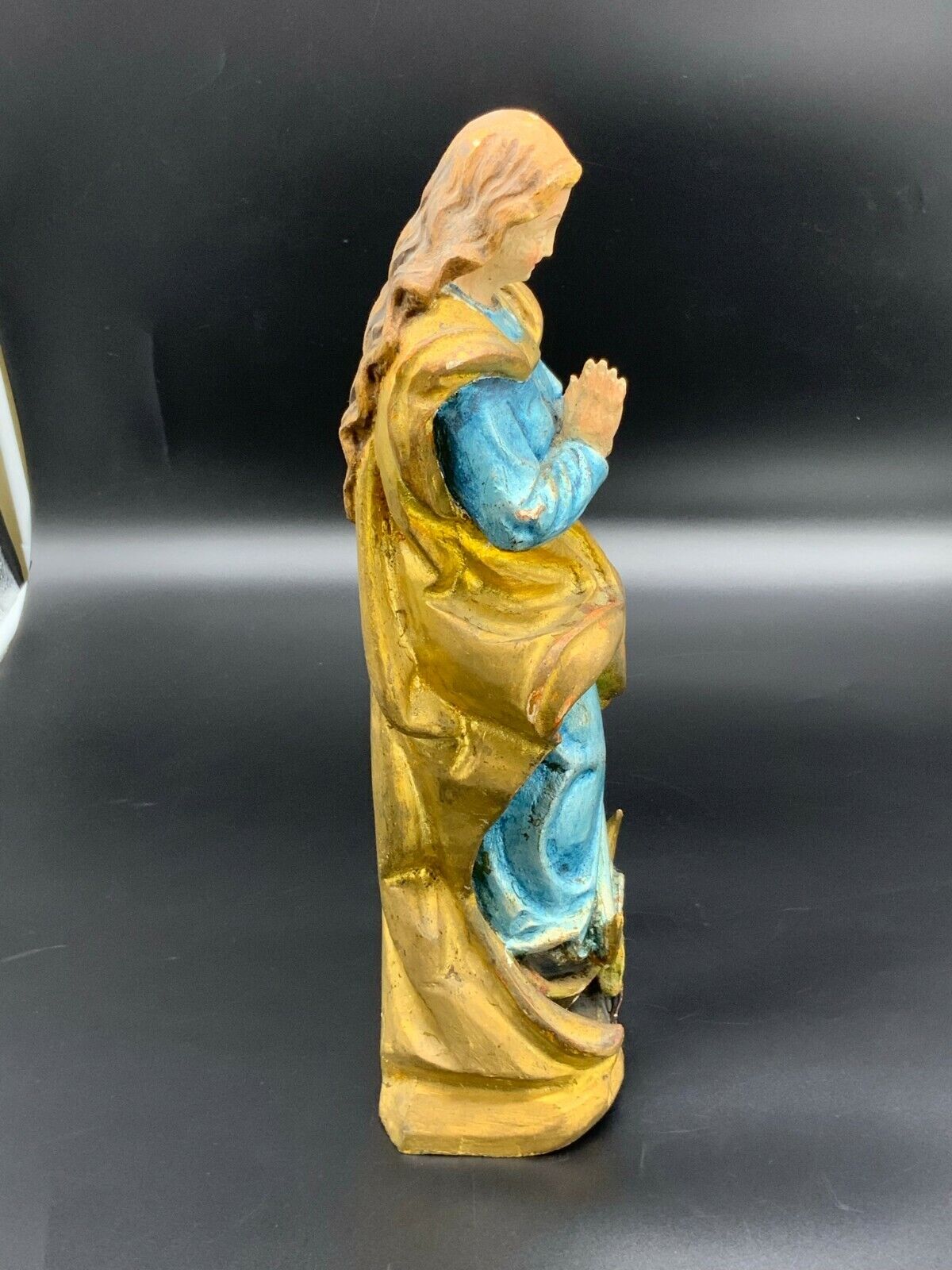 MONDSICHEL MADONNA HEILIGENFIGUR SKULPTUR AUS HOLZ HANDGESCHNITZT 45cm – Bild 5