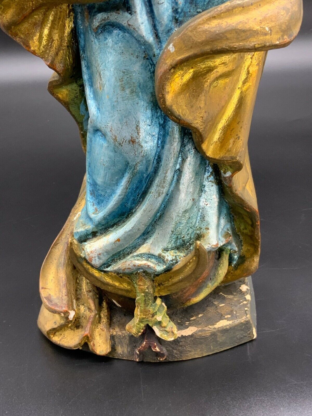 MONDSICHEL MADONNA HEILIGENFIGUR SKULPTUR AUS HOLZ HANDGESCHNITZT 45cm – Bild 9