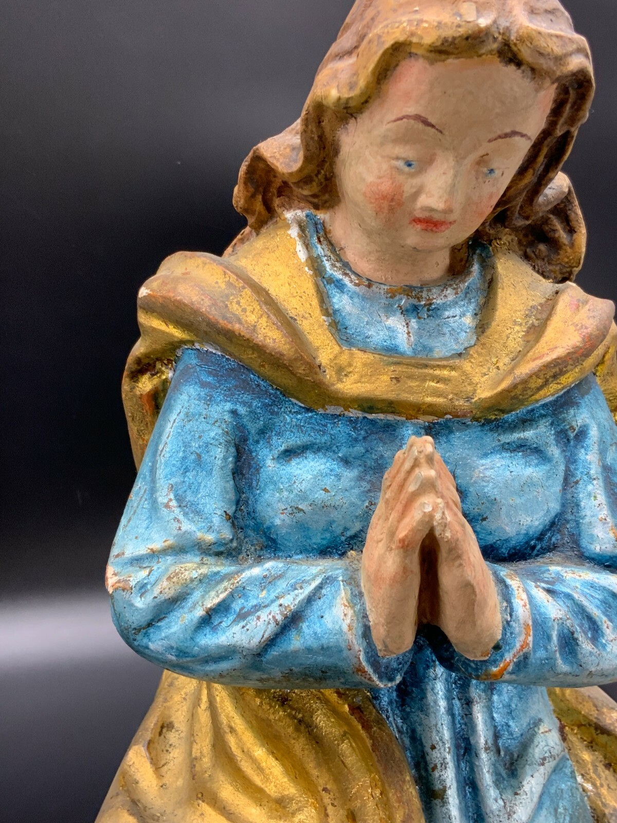 MONDSICHEL MADONNA HEILIGENFIGUR SKULPTUR AUS HOLZ HANDGESCHNITZT 45cm – Bild 10