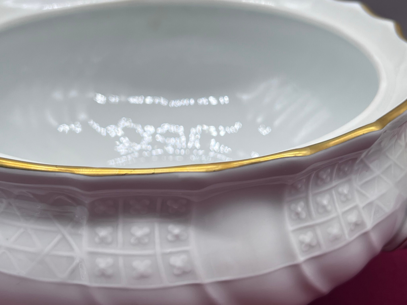 PRUNK TERRINE HUTSCHENREUTHER PORZELLAN FILIGRAG VERGOLDET – Bild 6