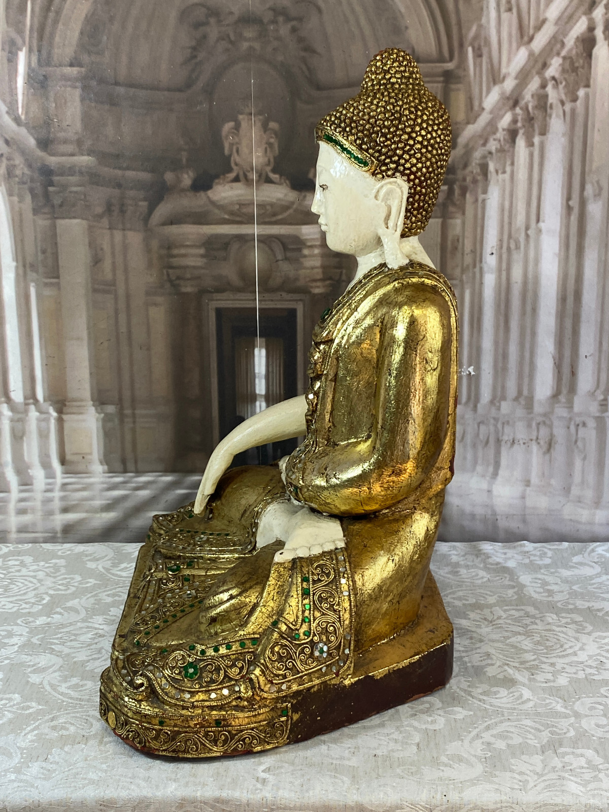 GROSSE BUDDHA FIGUR 51cm CHINA HANDBEMALT GLASSCHMUCK – Bild 15