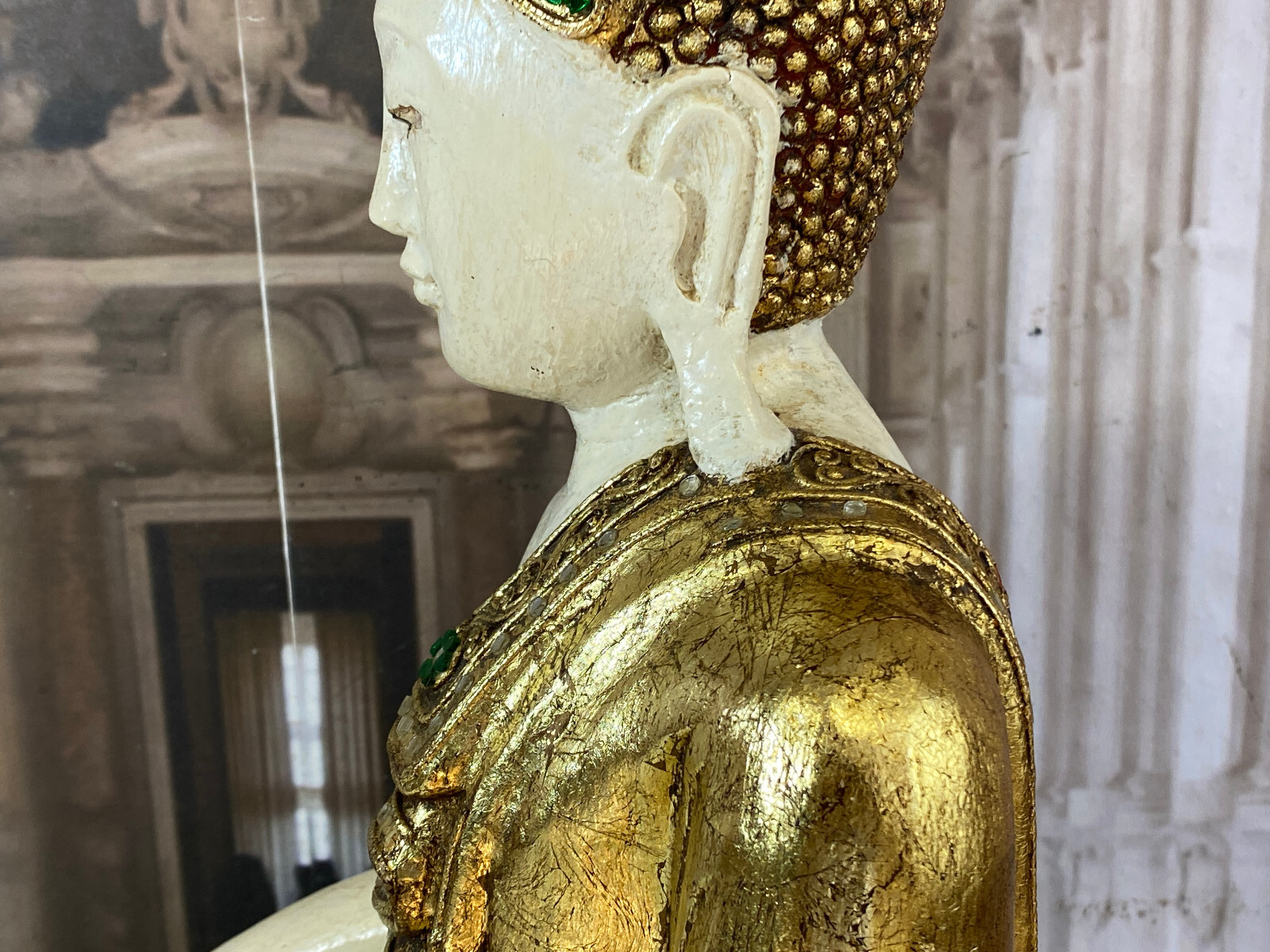 GROSSE BUDDHA FIGUR 51cm CHINA HANDBEMALT GLASSCHMUCK – Bild 17