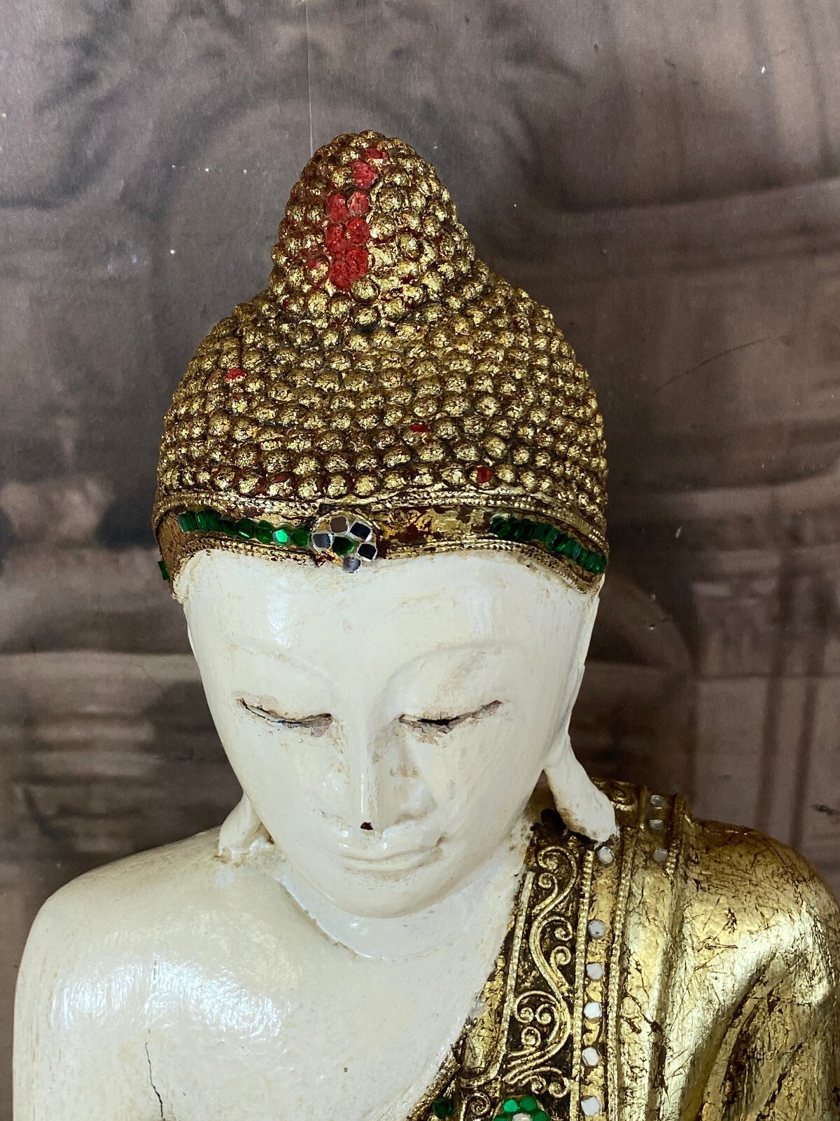GROSSE BUDDHA FIGUR 51cm CHINA HANDBEMALT GLASSCHMUCK – Bild 3