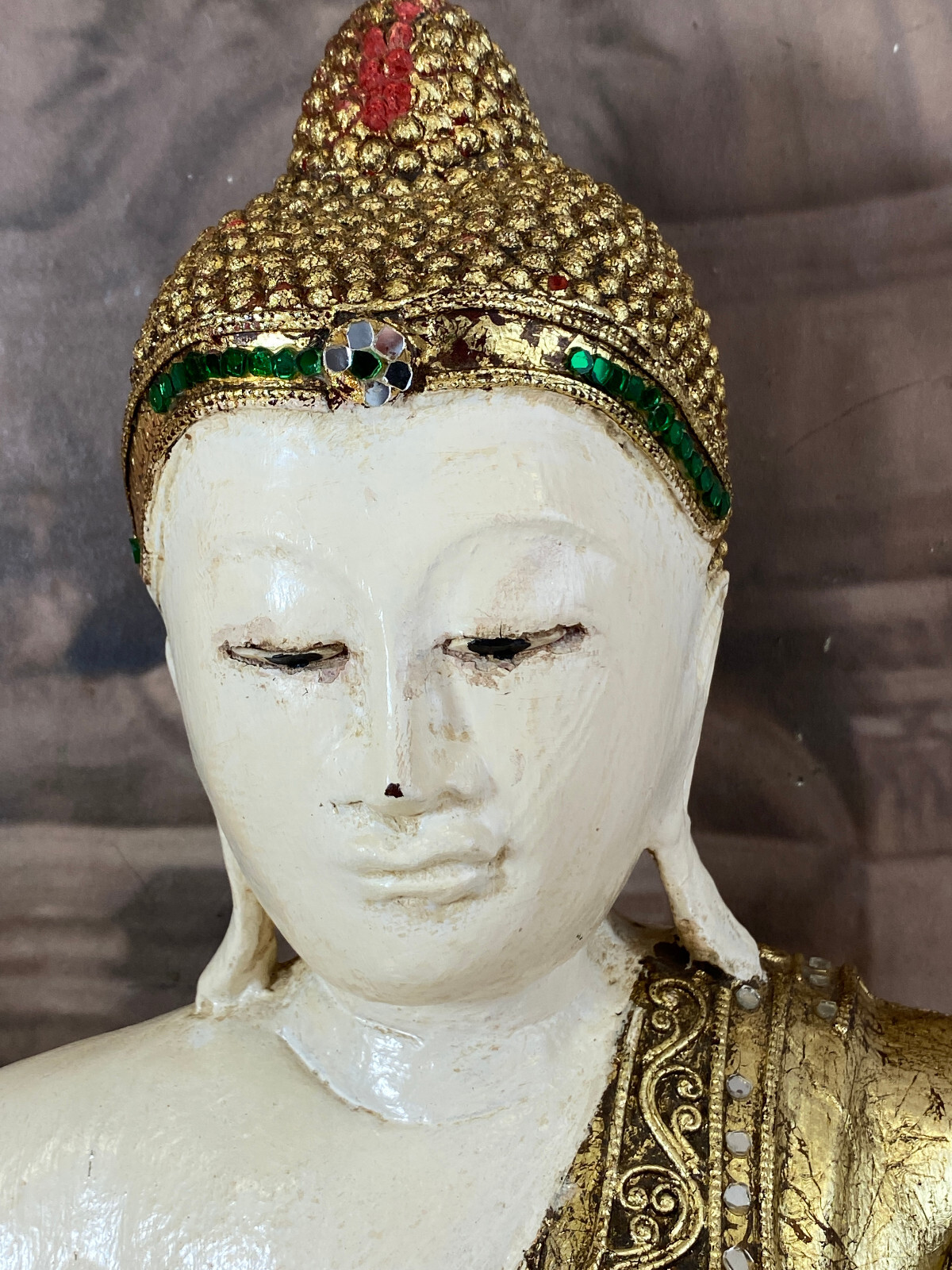 GROSSE BUDDHA FIGUR 51cm CHINA HANDBEMALT GLASSCHMUCK – Bild 4
