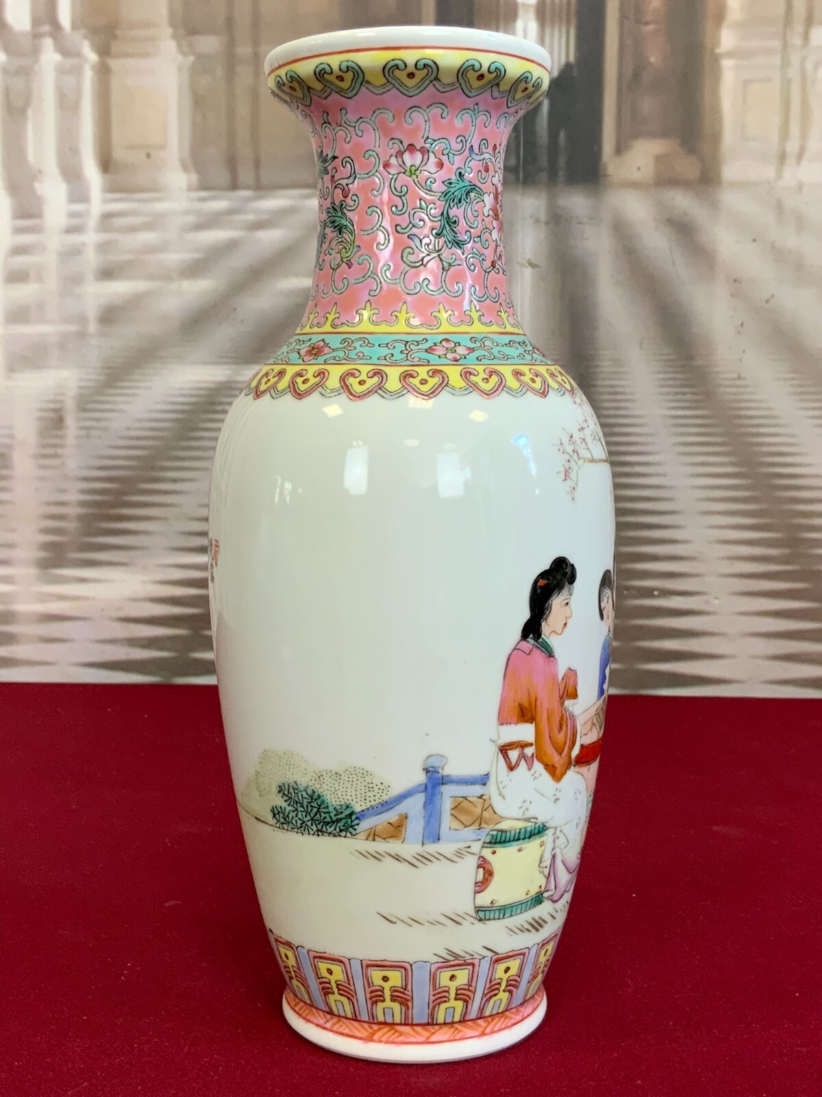 CHINA PORZELLAN VASE FAMILLE ROSE PERSONEN DEKOR 25cm SEHR GUTER ZUSTAND – Bild 5