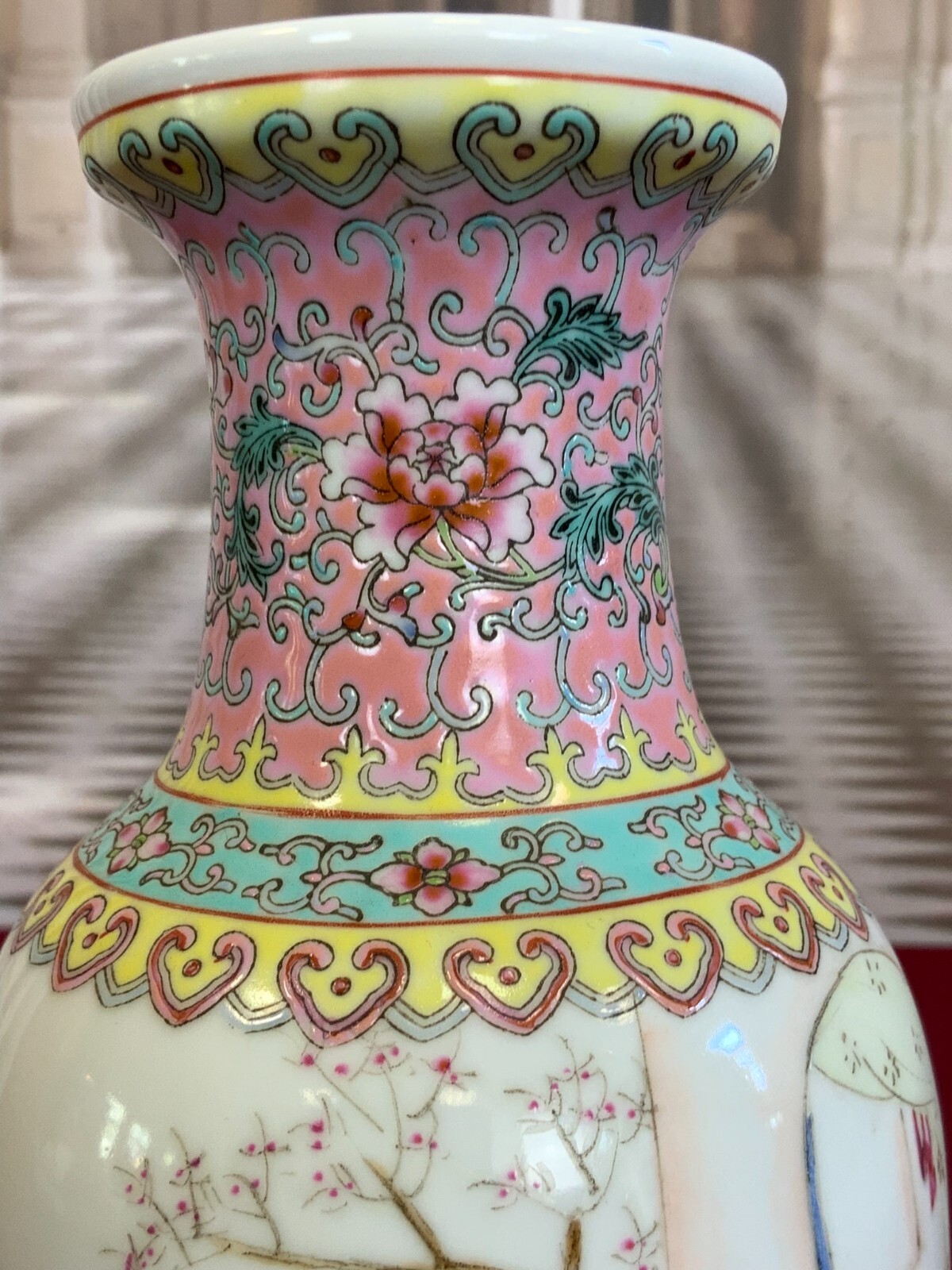 CHINA PORZELLAN VASE FAMILLE ROSE PERSONEN DEKOR 25cm SEHR GUTER ZUSTAND – Bild 7