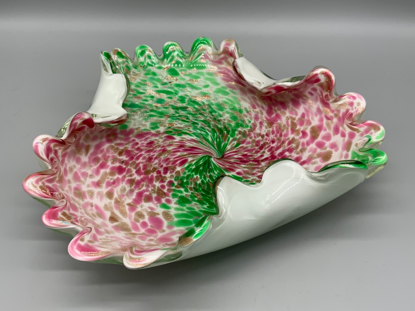 KÜNSTLERGLAS SCHALE AUS GLAS MASSIV GEARBEITET Ø 22cm OHNE CHIPS MURANO – Bild 3