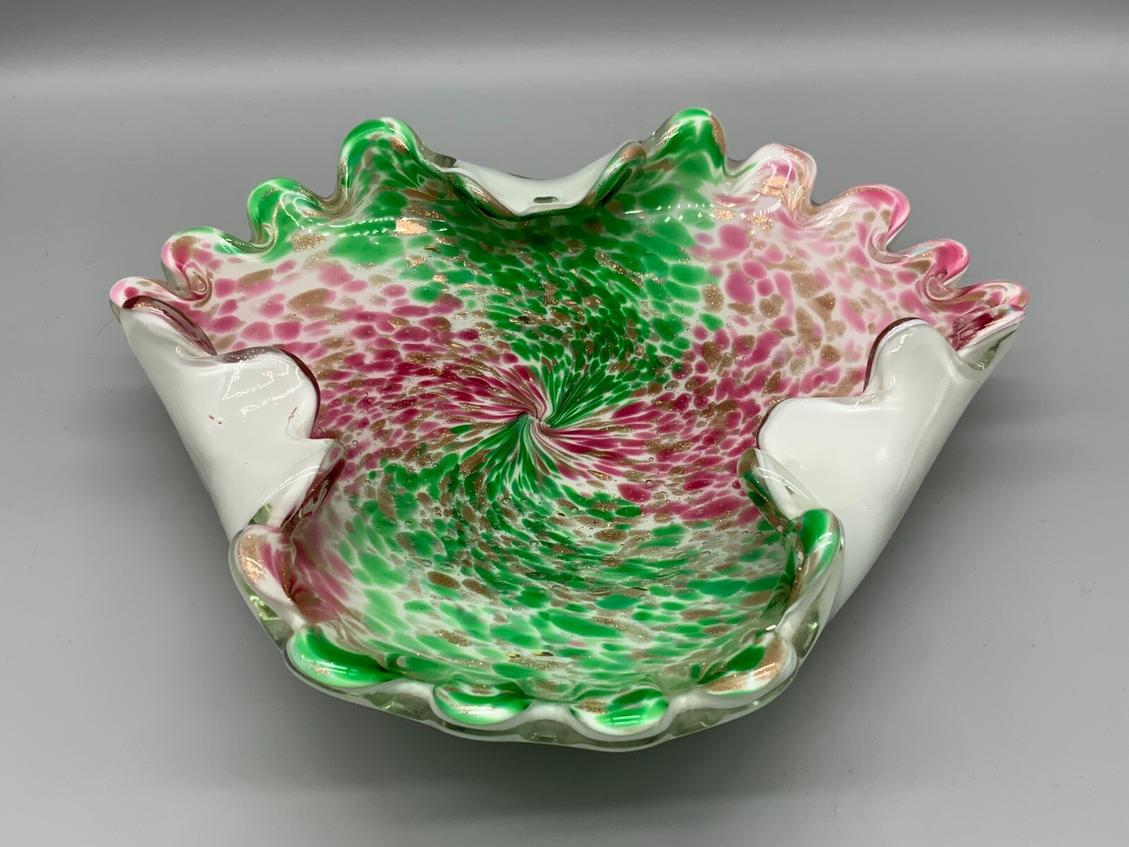 KÜNSTLERGLAS SCHALE AUS GLAS MASSIV GEARBEITET Ø 22cm OHNE CHIPS MURANO – Bild 5