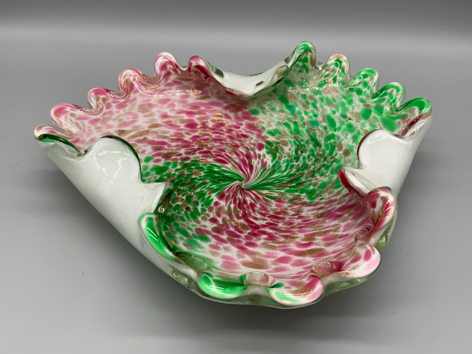 KÜNSTLERGLAS SCHALE AUS GLAS MASSIV GEARBEITET Ø 22cm OHNE CHIPS MURANO