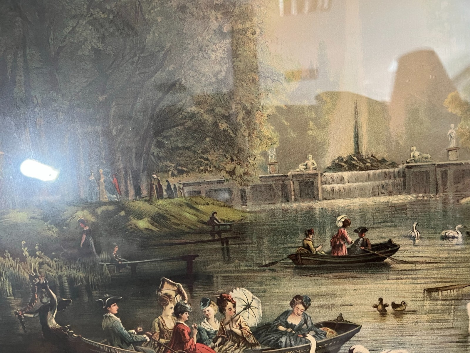 GALANTE BAROCKE SZENERIE PRUNKRAHMEN DRUCK PERSONEN LANDSCHAFT 107x82cm – Bild 3