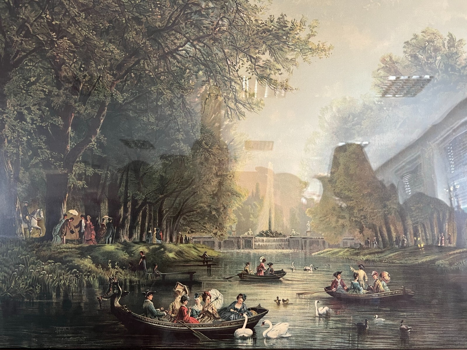 GALANTE BAROCKE SZENERIE PRUNKRAHMEN DRUCK PERSONEN LANDSCHAFT 107x82cm – Bild 4