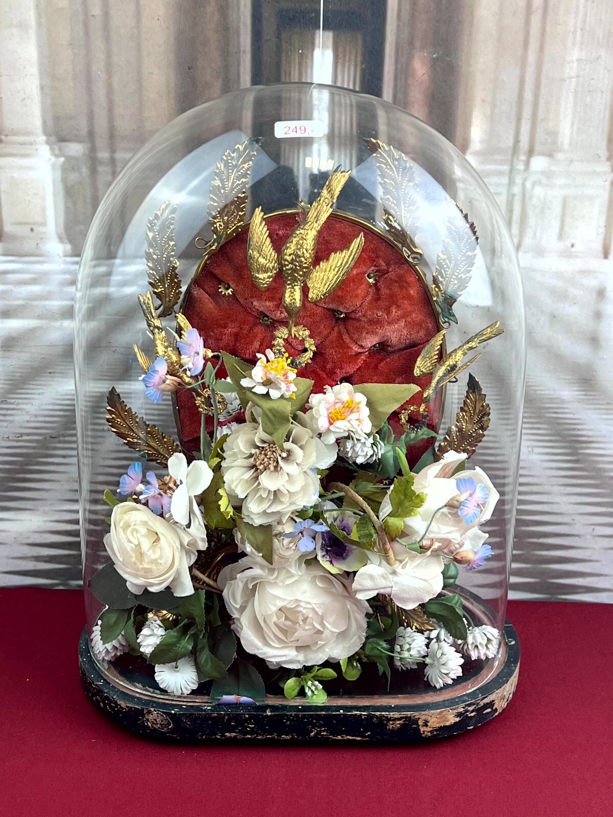 GLOBE DE MARIEE HOCHZEIT ANDENKEN FRANKREICH NAPOLEON III STIL BLUMEN VÖGEL 41cm