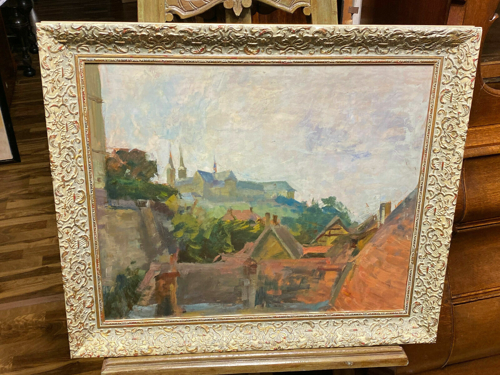 ÖLGEMÄLDE BLICK ÜBER DÄCHER BAMBERG GEMÄLDE ALFRED NICKISCH (1872-1948) attr. – Bild 4