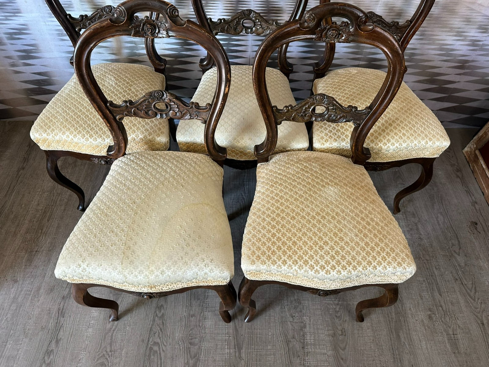 SET 5x ANTIKER NEO BAROCK STUHL UM 1920 SET ANTIKE STÜHLE – Bild 3