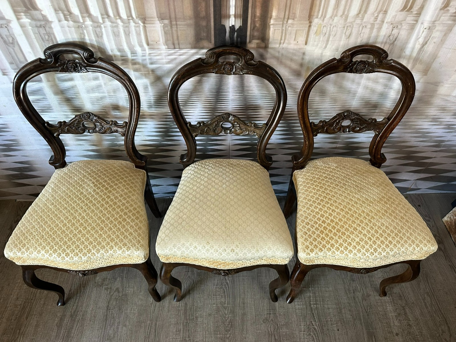 SET 5x ANTIKER NEO BAROCK STUHL UM 1920 SET ANTIKE STÜHLE – Bild 9