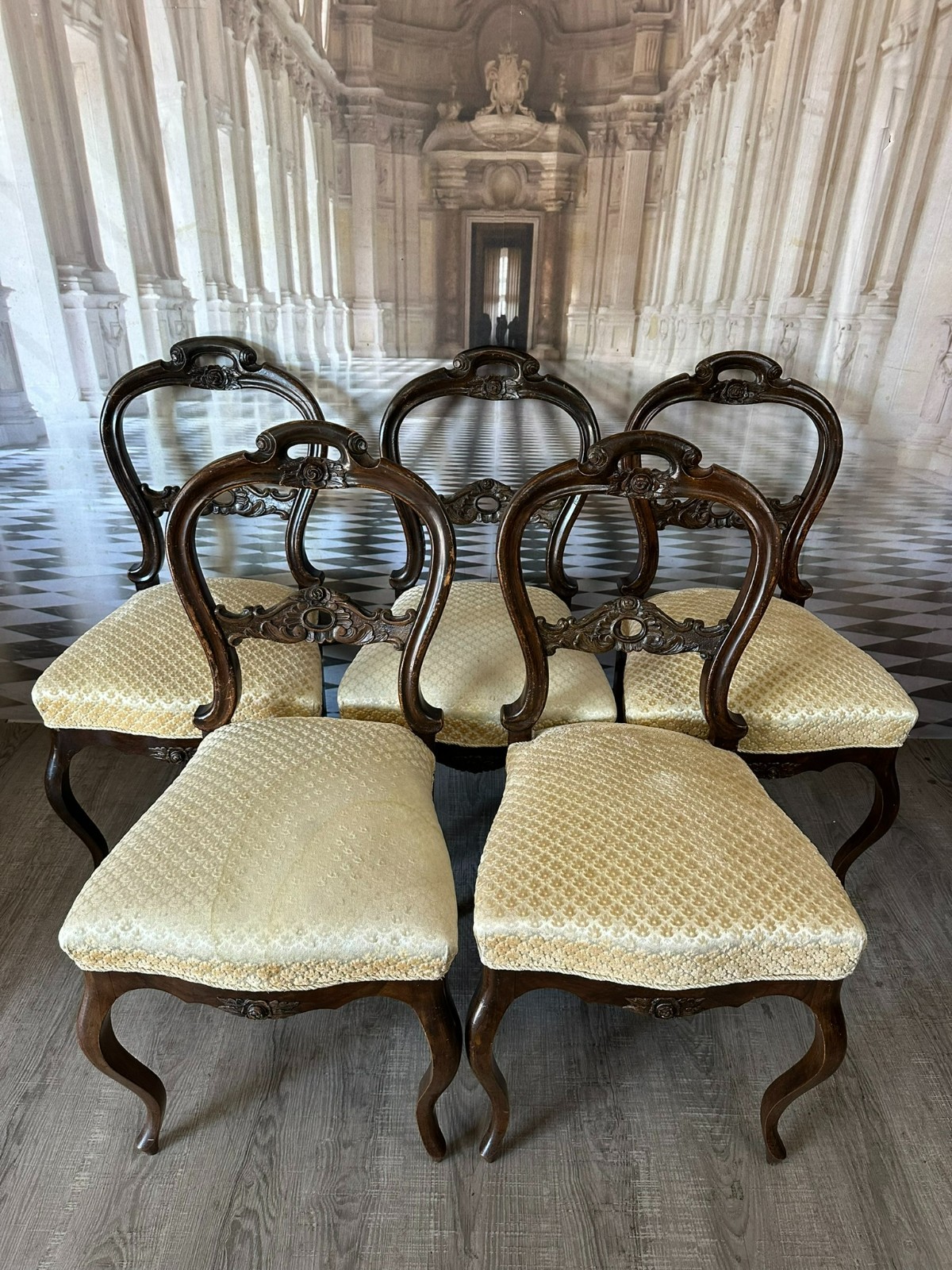 SET 5x ANTIKER NEO BAROCK STUHL UM 1920 SET ANTIKE STÜHLE