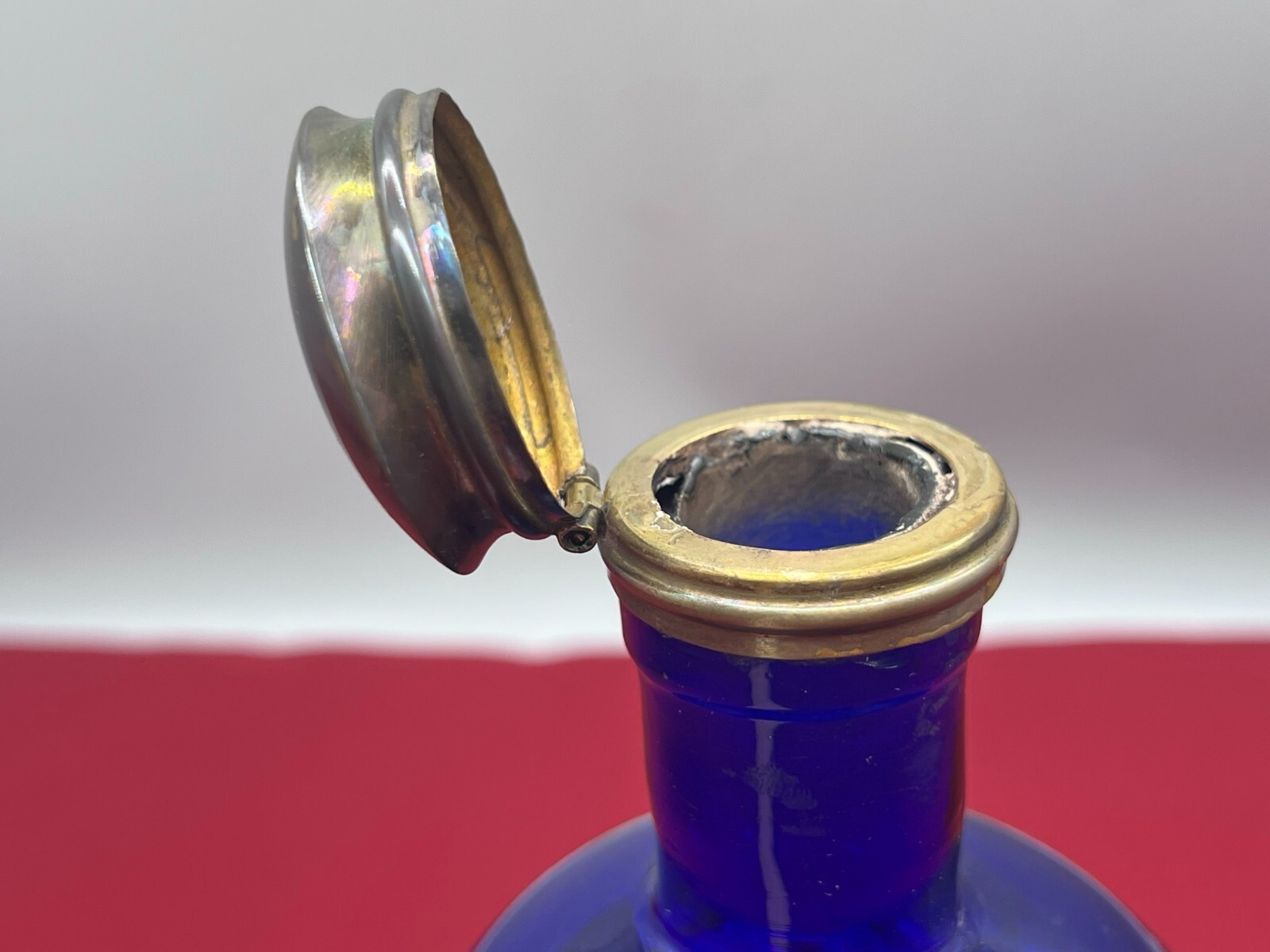 ANTIKE APOTHEKERFLASCHE AUS GLAS MIT KUPFER MONTUR – Bild 11