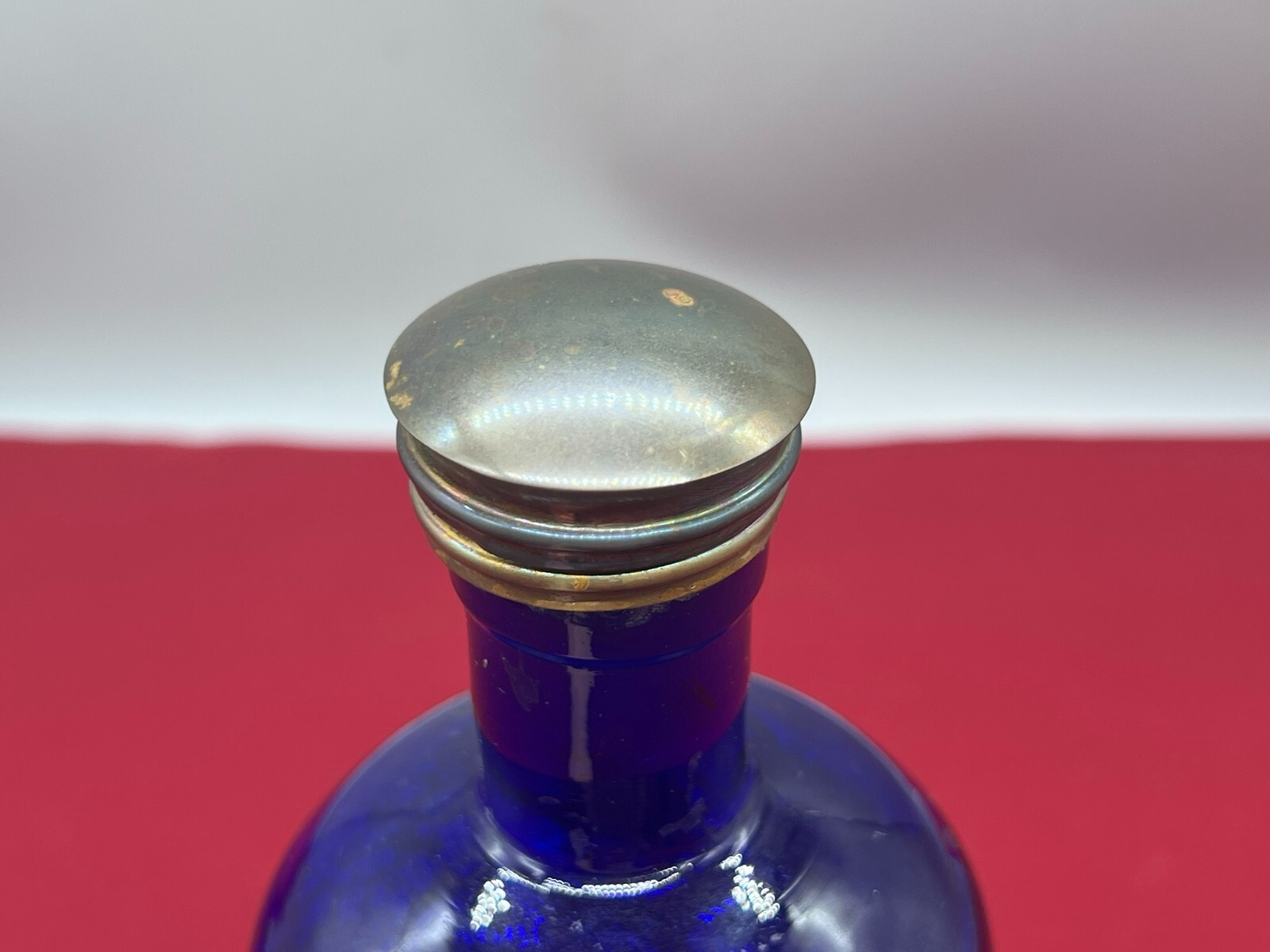 ANTIKE APOTHEKERFLASCHE AUS GLAS MIT KUPFER MONTUR – Bild 7