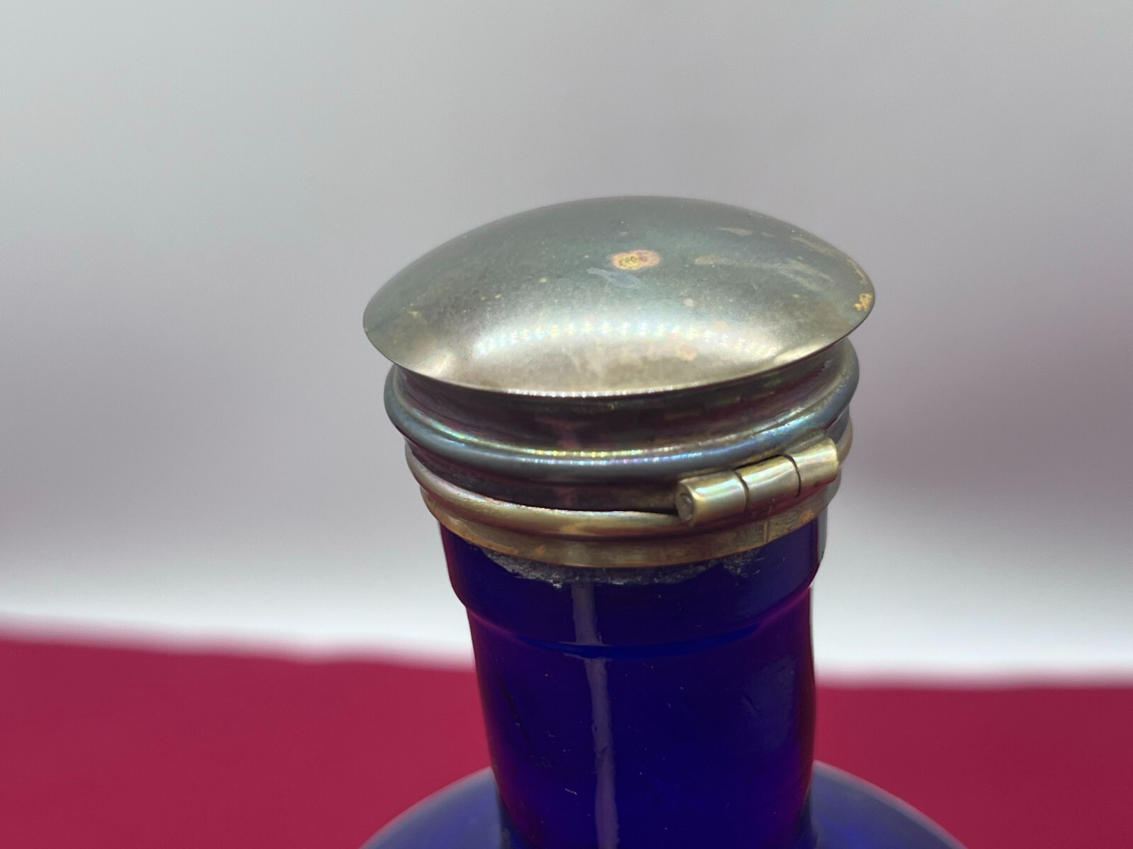 ANTIKE APOTHEKERFLASCHE AUS GLAS MIT KUPFER MONTUR – Bild 8