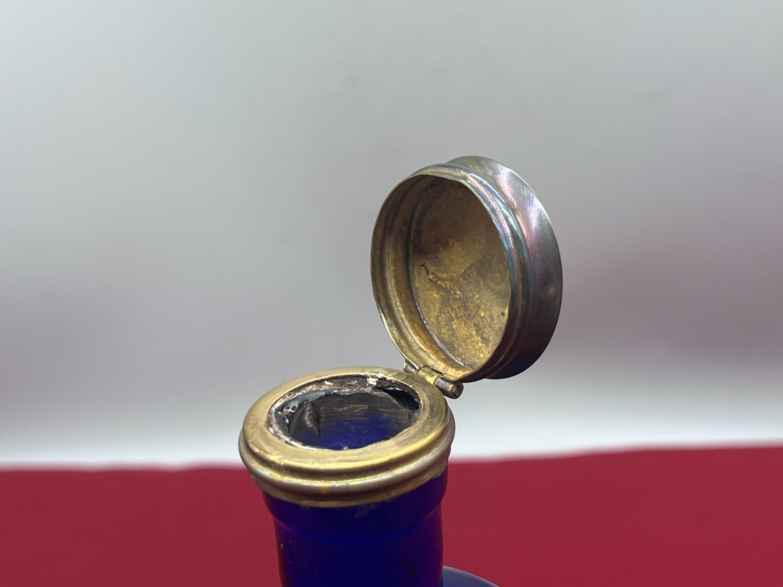 ANTIKE APOTHEKERFLASCHE AUS GLAS MIT KUPFER MONTUR – Bild 9