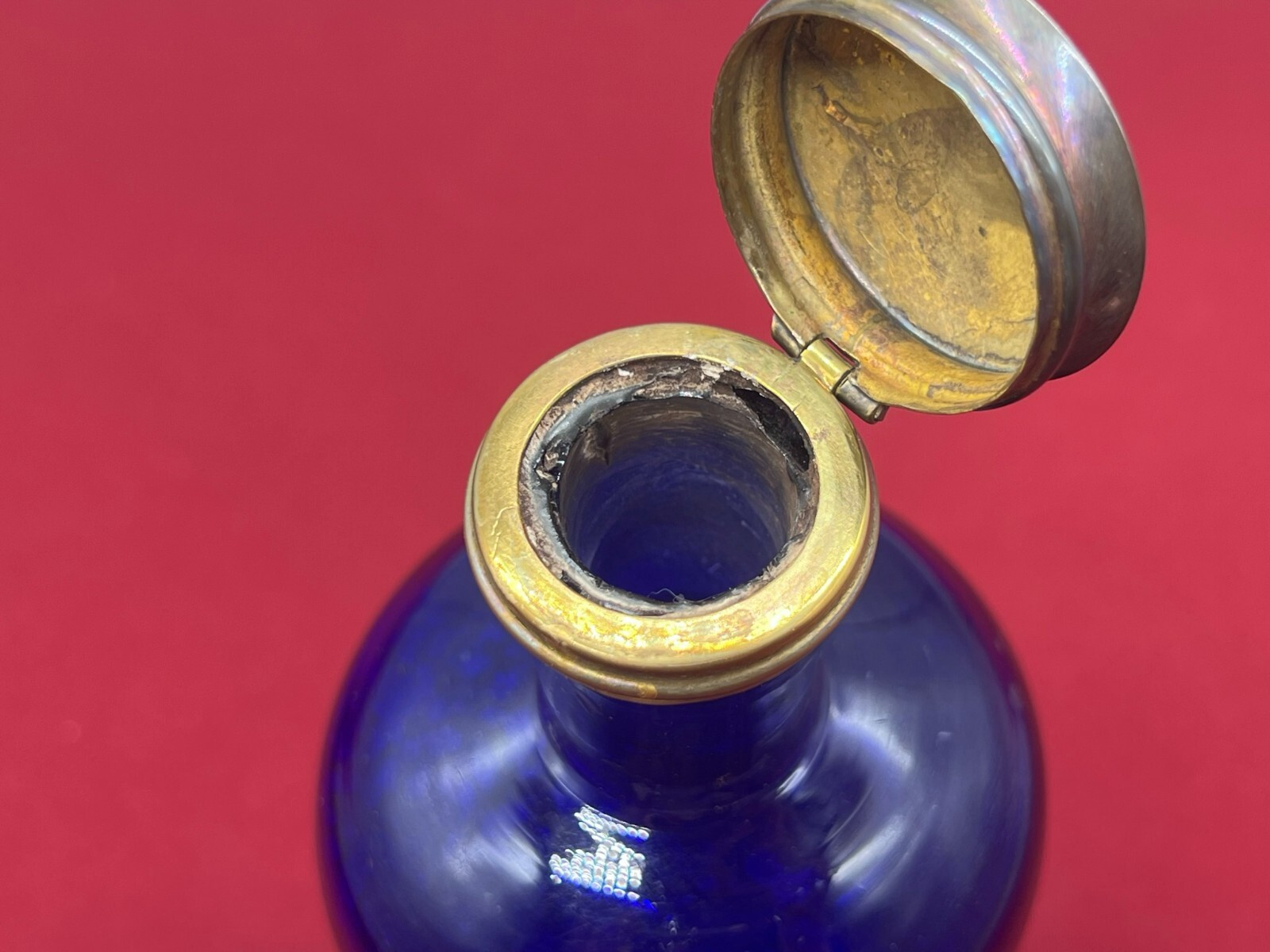 ANTIKE APOTHEKERFLASCHE AUS GLAS MIT KUPFER MONTUR – Bild 10