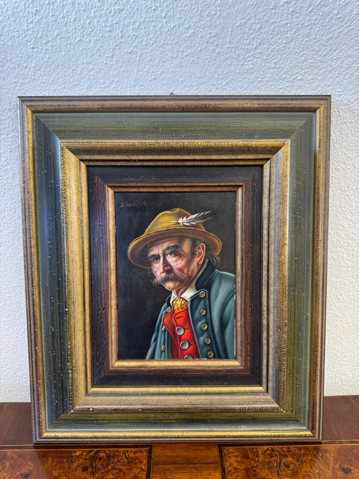 Inge WOLFLE (1928) ÖLGEMÄLDE MANN PORTRAIT TIROLER GEMÄLDE GERAHMT
