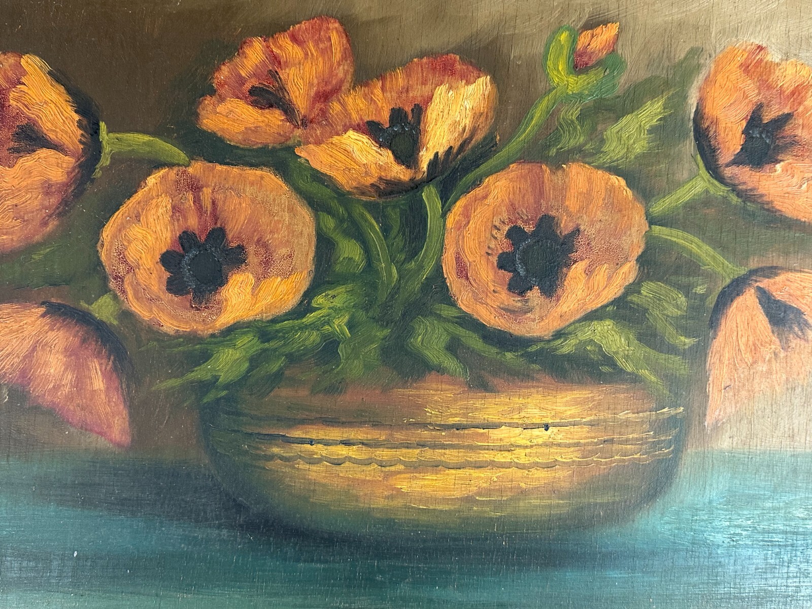 ÖLGEMÄLDE BLUMEN STILLLEBEN GEMÄLDE SIGNIERT UND GERAHMT 84x43cm – Bild 4