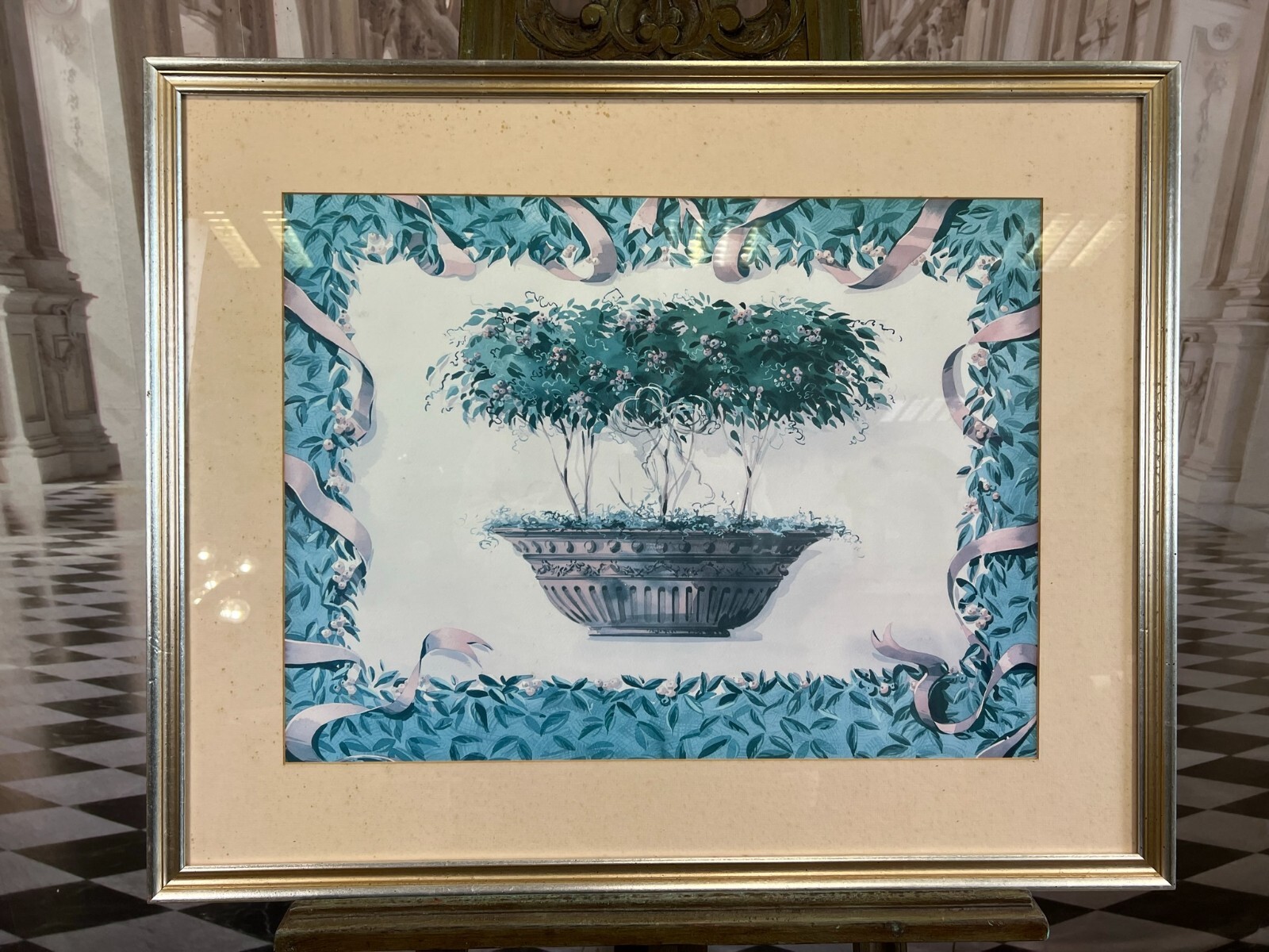 Aquarell auf Papier sehr schön gerahmt hinter Glas Pflanzen Blumen – Bild 4