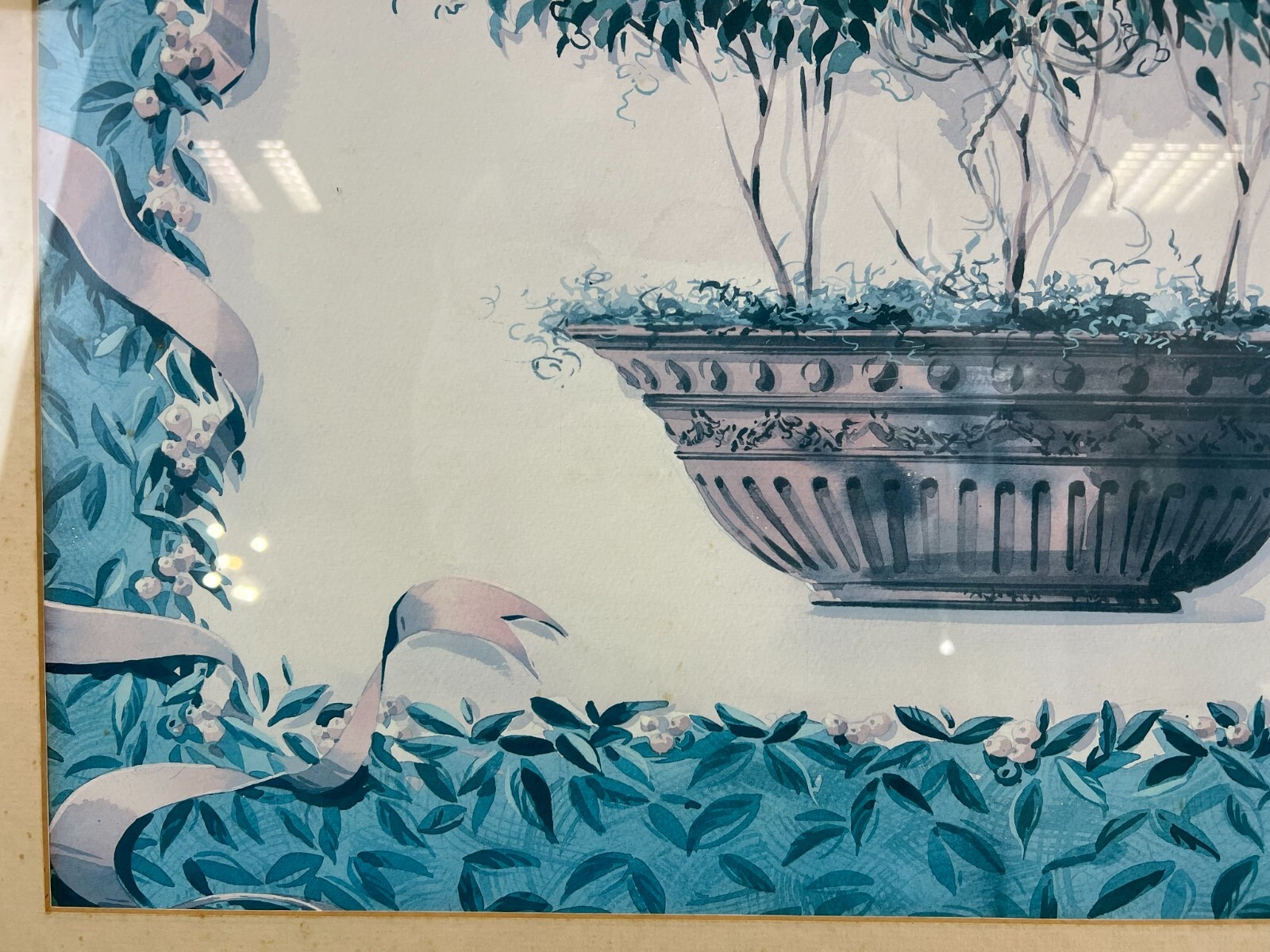 Aquarell auf Papier sehr schön gerahmt hinter Glas Pflanzen Blumen – Bild 7