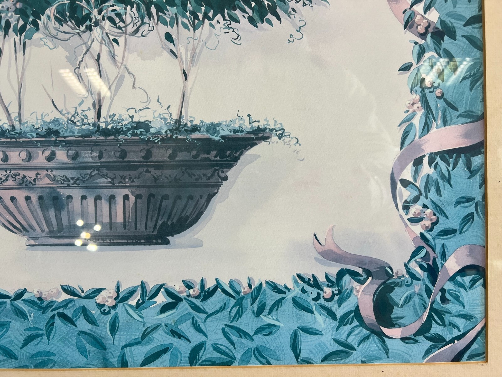 Aquarell auf Papier sehr schön gerahmt hinter Glas Pflanzen Blumen – Bild 8