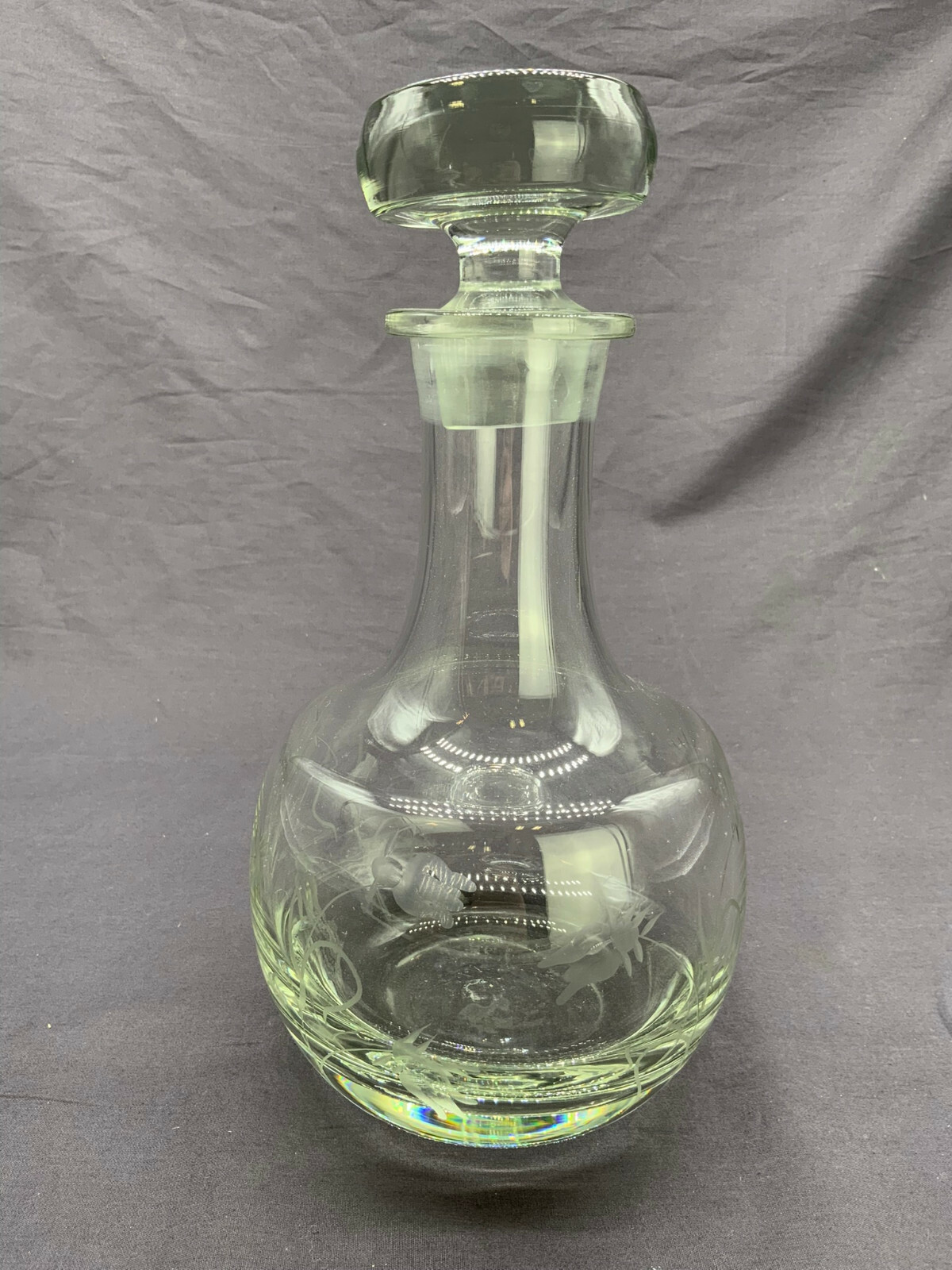 KARAFFE FLASCHE KRISTALLGLAS MIT STÖPSEL GLAS BLUMEN SCHLEIFDEKOR 27cm HOCH – Bild 4
