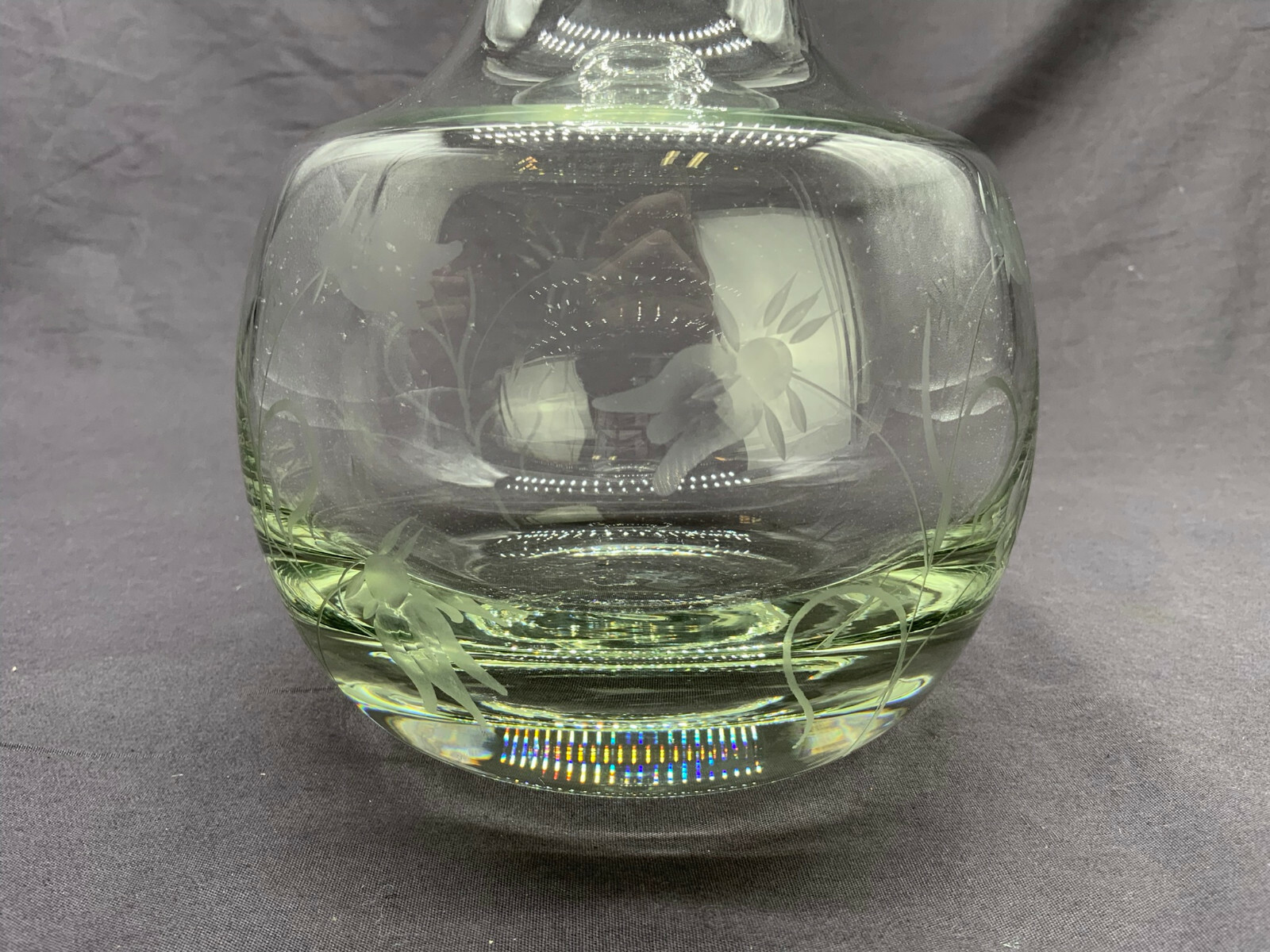KARAFFE FLASCHE KRISTALLGLAS MIT STÖPSEL GLAS BLUMEN SCHLEIFDEKOR 27cm HOCH – Bild 6