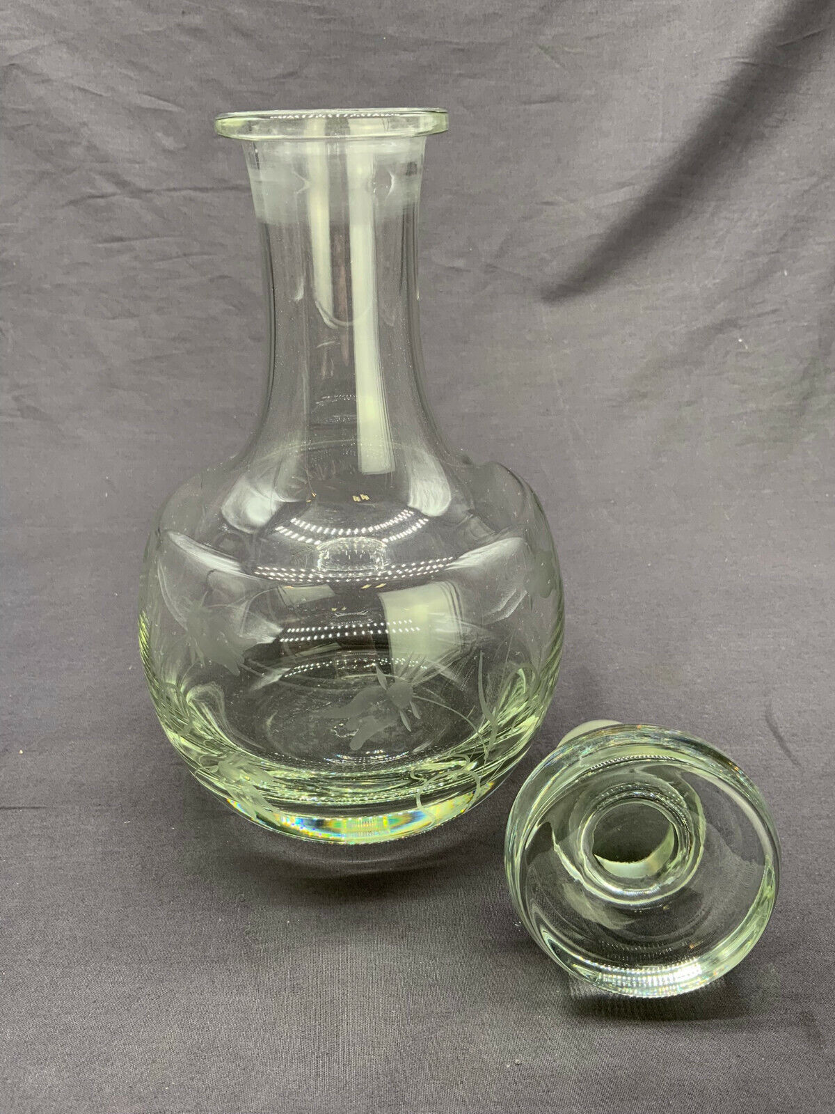 KARAFFE FLASCHE KRISTALLGLAS MIT STÖPSEL GLAS BLUMEN SCHLEIFDEKOR 27cm HOCH – Bild 8