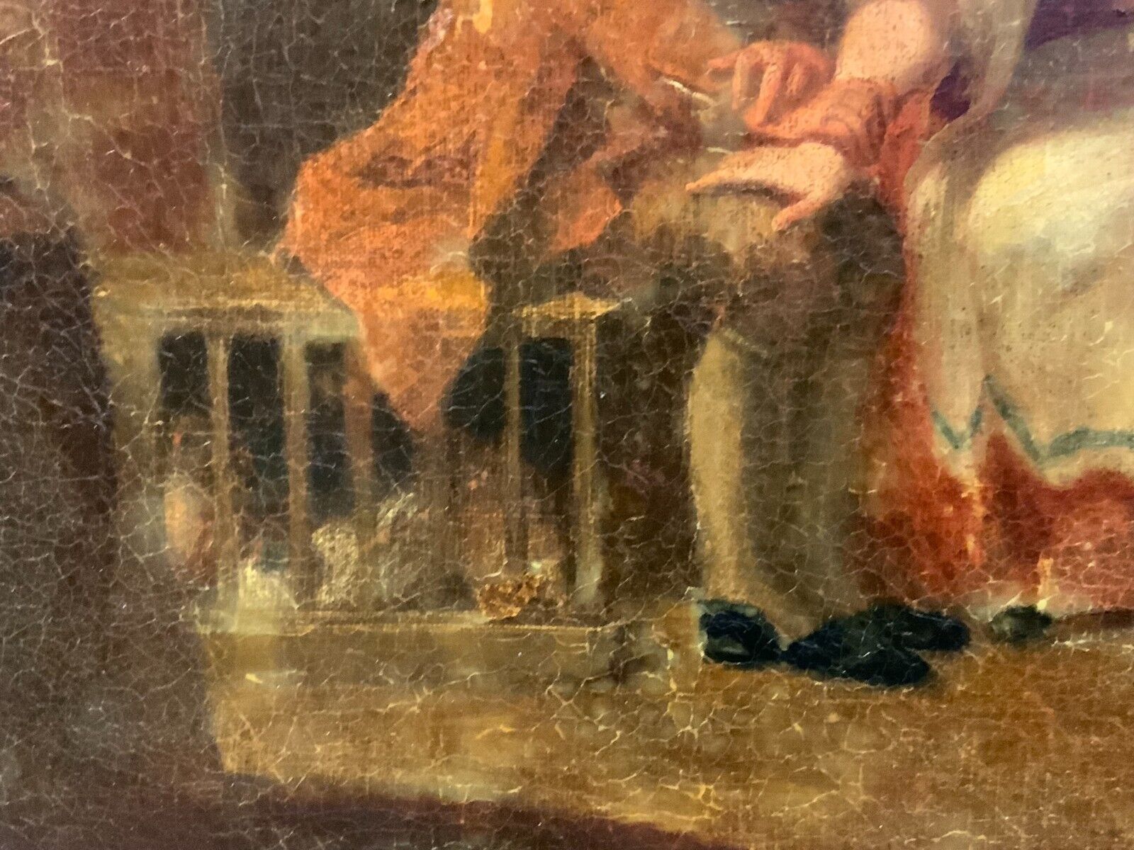 ANTIKES BAROCK GEMÄLDE ÖLGEMÄLDE 18 TES JHDT PERSONEN DER ARZTBESUCH – Bild 5