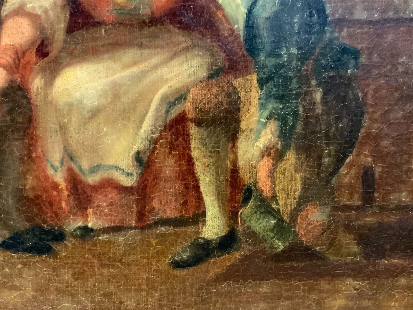 ANTIKES BAROCK GEMÄLDE ÖLGEMÄLDE 18 TES JHDT PERSONEN DER ARZTBESUCH – Bild 6